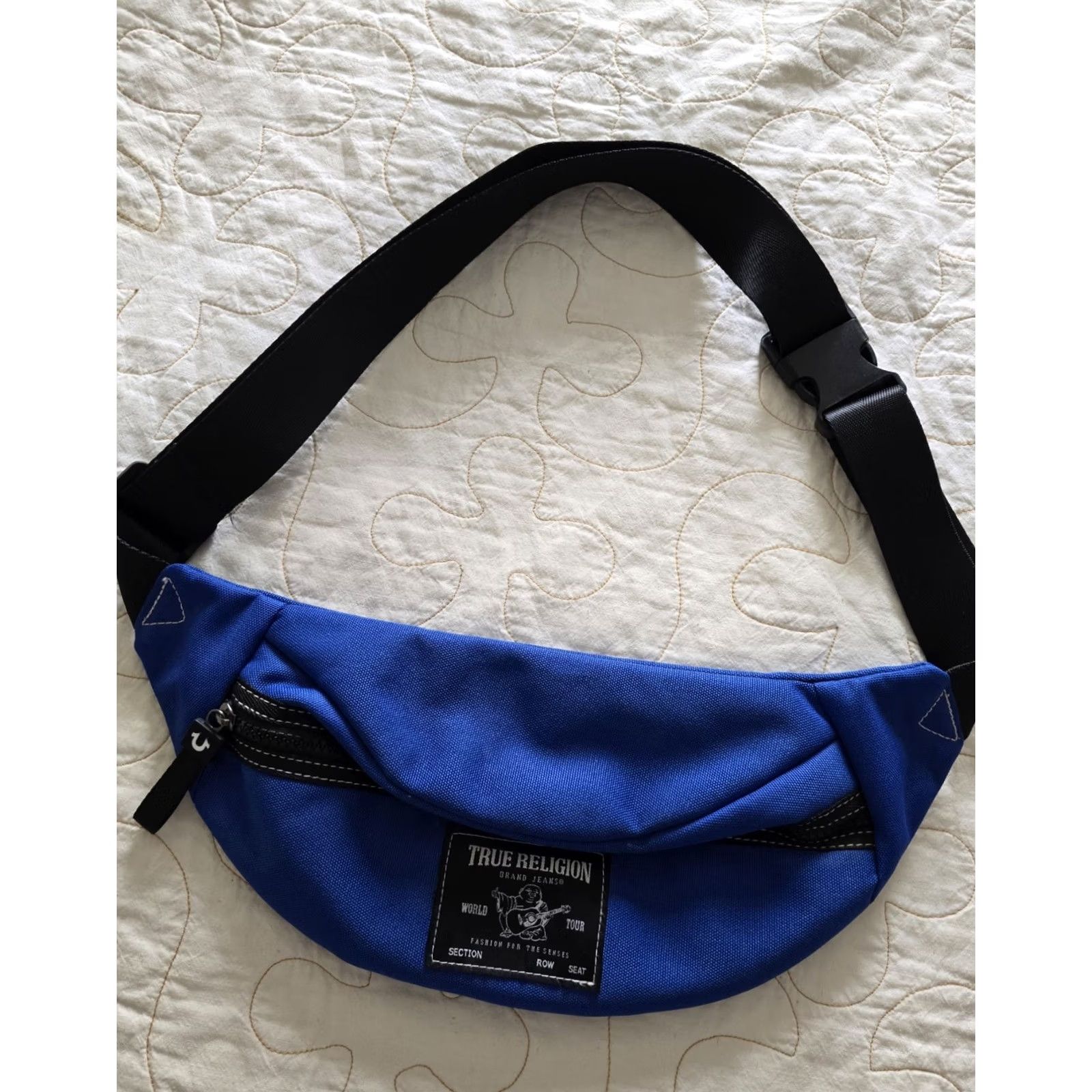 True Religion True Religion Blue Fanny Pack Hip Bag Buddha Unisex Crossbody Pouch Belt Bag & Fanny Pack Small Blue Polyester Zip Adjustable Strap Pockets Men Women Size ONE SIZE - 3 Thumbnail