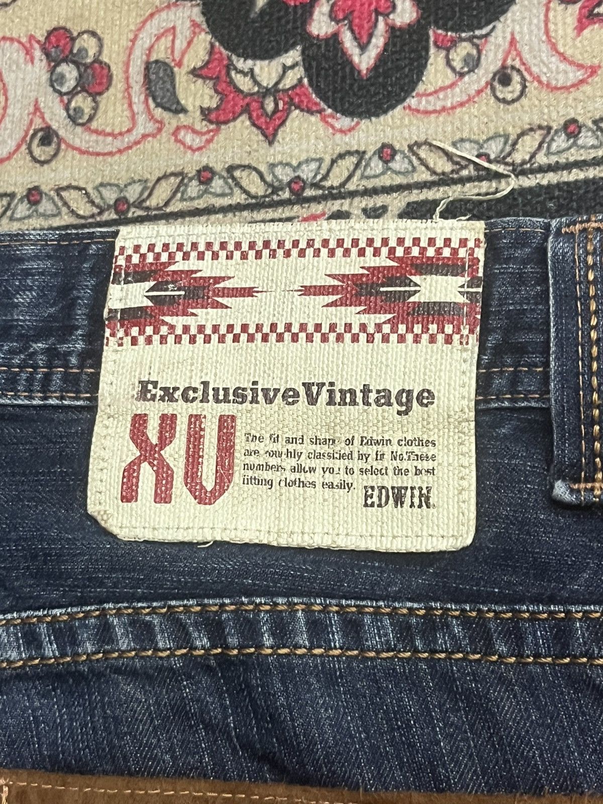 Who Decides War Vintage Edwin XV Double Pocket Blue Washed Whisker Rip Jeans Size US 34 / EU 50 - 8 Thumbnail