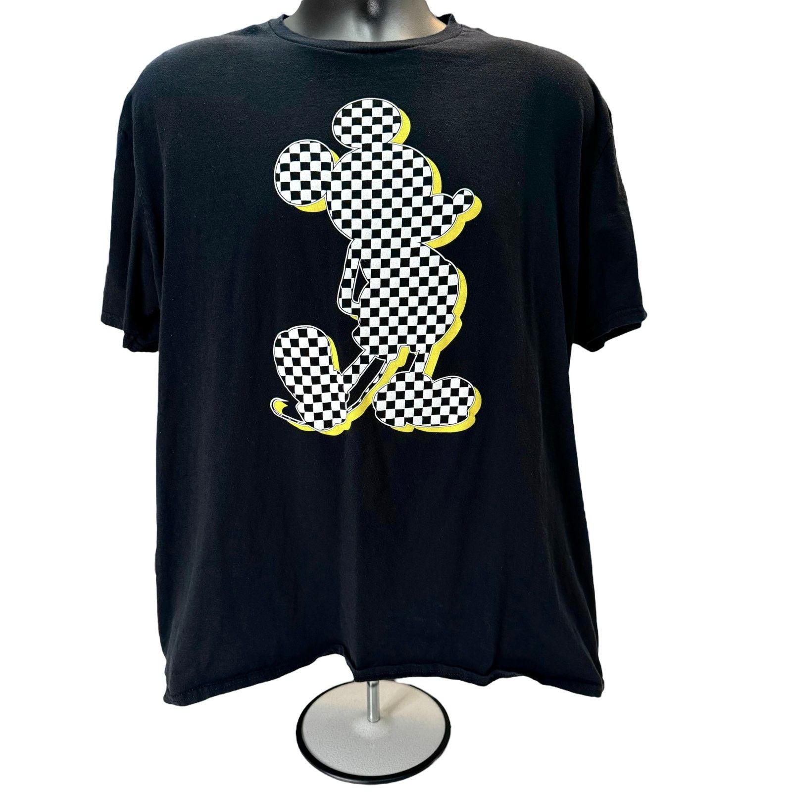 Disney Disney Mickey Mouse XL T-Shirt Black Checkered Silhouette Size US XL / EU 56 / 4 - 1 Thumbnail