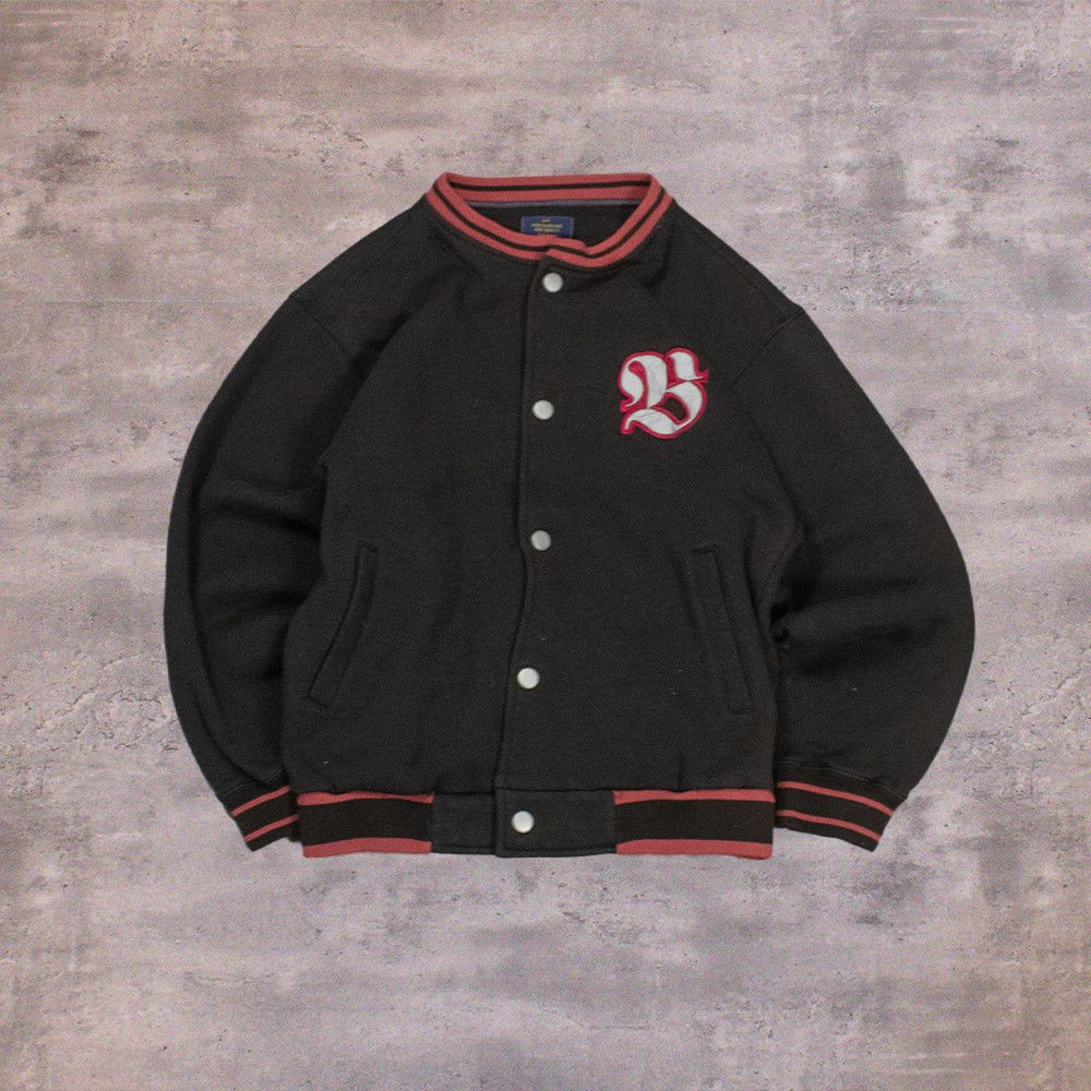 Japanese Brand Y2K 2000's Hill Sports Faded Black Bomber Cardigan Sweater Size US M / EU 48-50 / 2 - 2 Thumbnail
