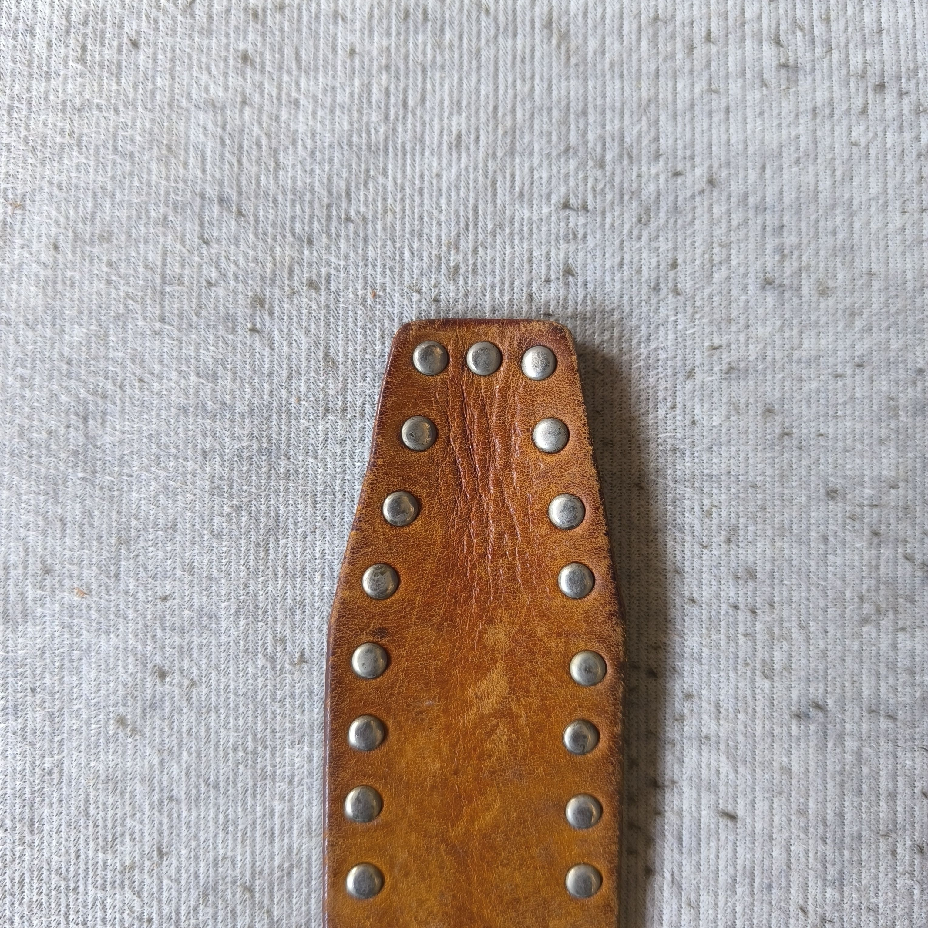 PPFM 💥Vintage solid brass garrison stud punk rock leather belt Size ONE SIZE - 7 Thumbnail
