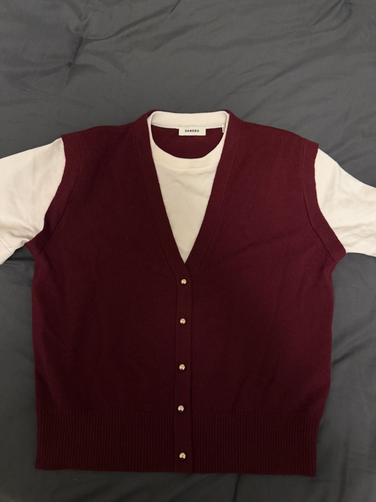 Sandro Sandro Knit Vest (Burgundy) Size S / US 4 / IT 40 - 8 Thumbnail