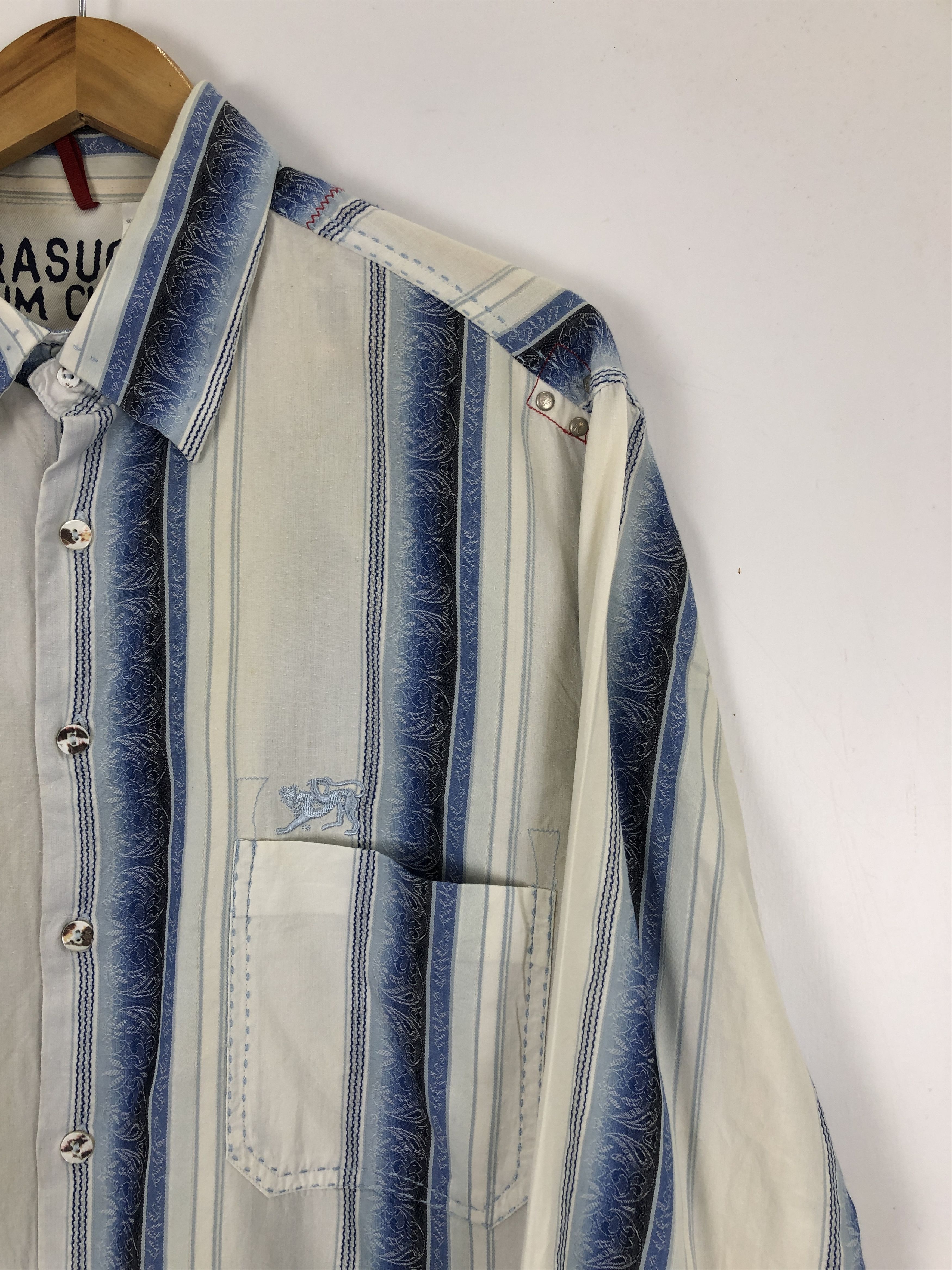 Vintage Vintage Japanese Brand Blue Stripe Western Shirt TA0448 Size US L / EU 52-54 / 3 - 8 Thumbnail