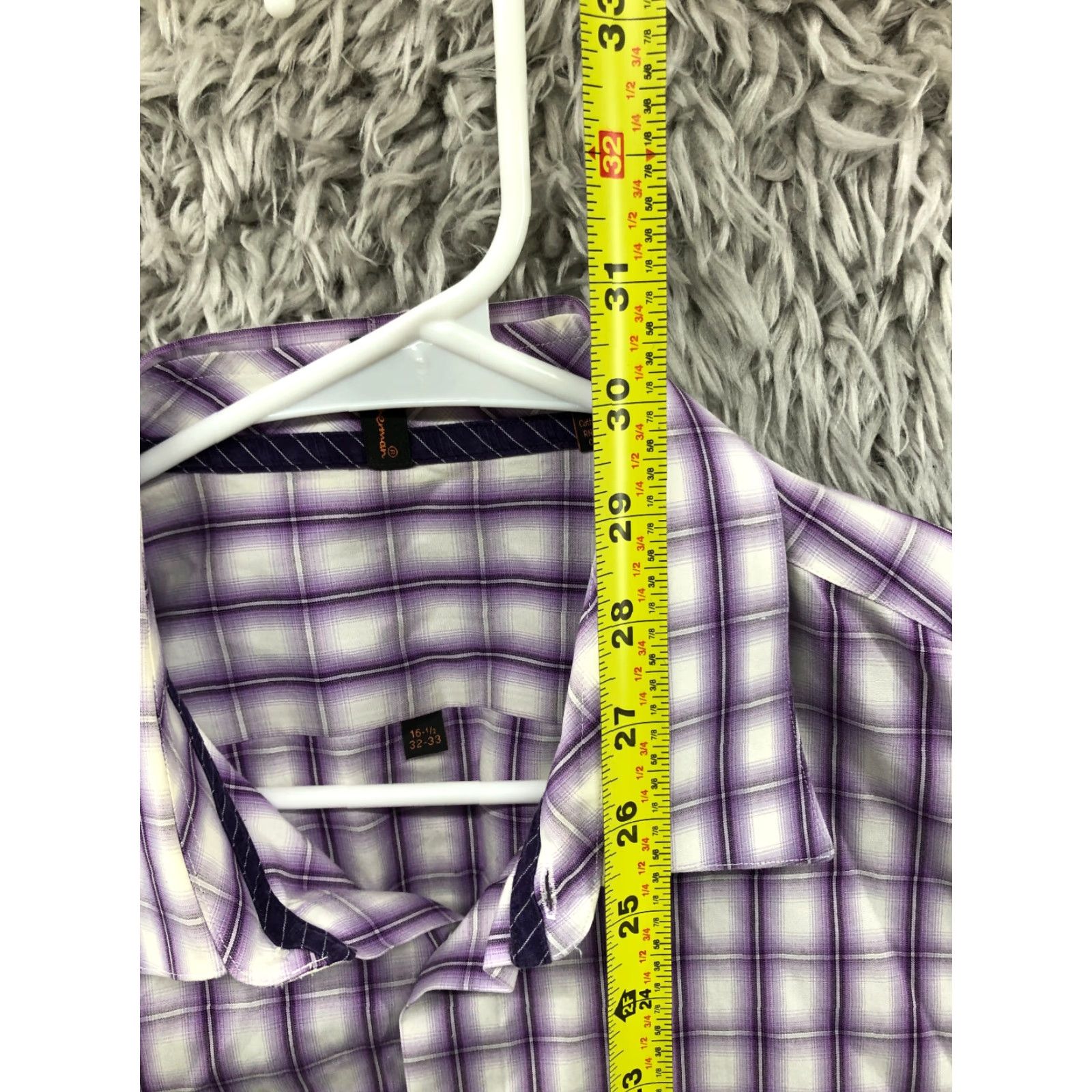 Ben Sherman Ben Sherman Shirt Mens Purple Long Sleeve Spread Collar 16.5 32-33 Button-Up Regular Plaid Size US XL / EU 56 / 4 - 5 Thumbnail