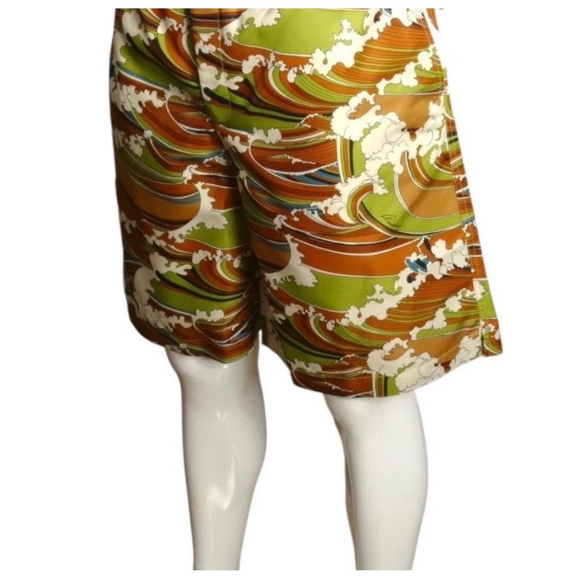 Gucci Gucci Green & Brown Wave-Print Swim Board Shorts Sz 54/XXL Size US 38 / EU 54 - 8 Thumbnail