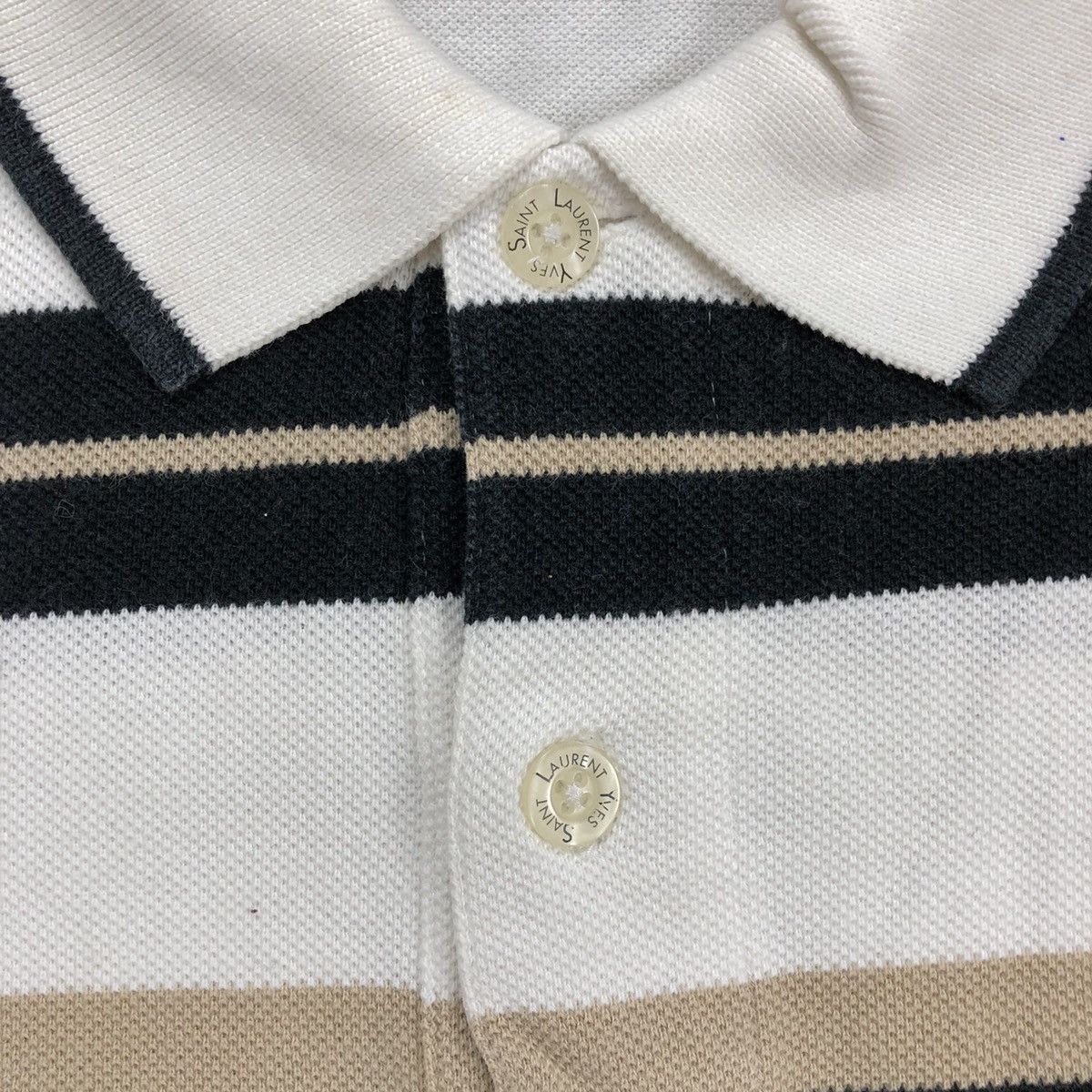 Vintage Luxury Yves Saint Laurent Pour Homme YSL Striped Polo Shirt Size US M / EU 48-50 / 2 - 6 Thumbnail
