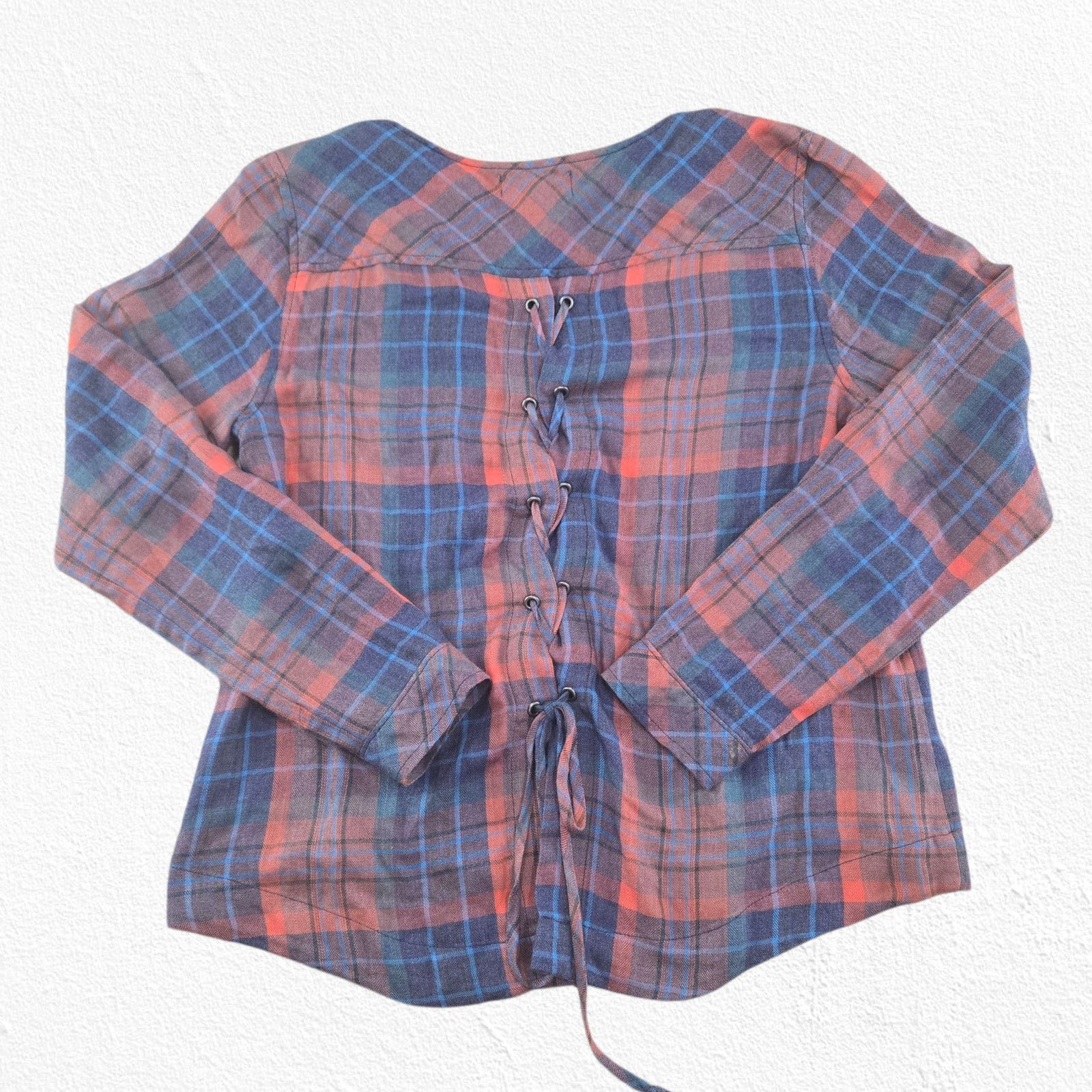 Other Cloth & Stone Plaid Lace-Up Back Flannel Top Size Small Size S / US 4 / IT 40 - 12 Thumbnail
