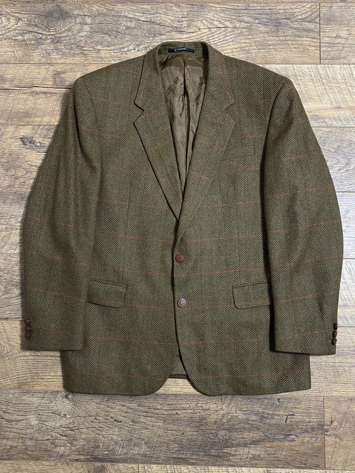 DAKS DAKS London Signature Tweed Wool Sport Coat Made in Britain Size 44L - 1 Thumbnail