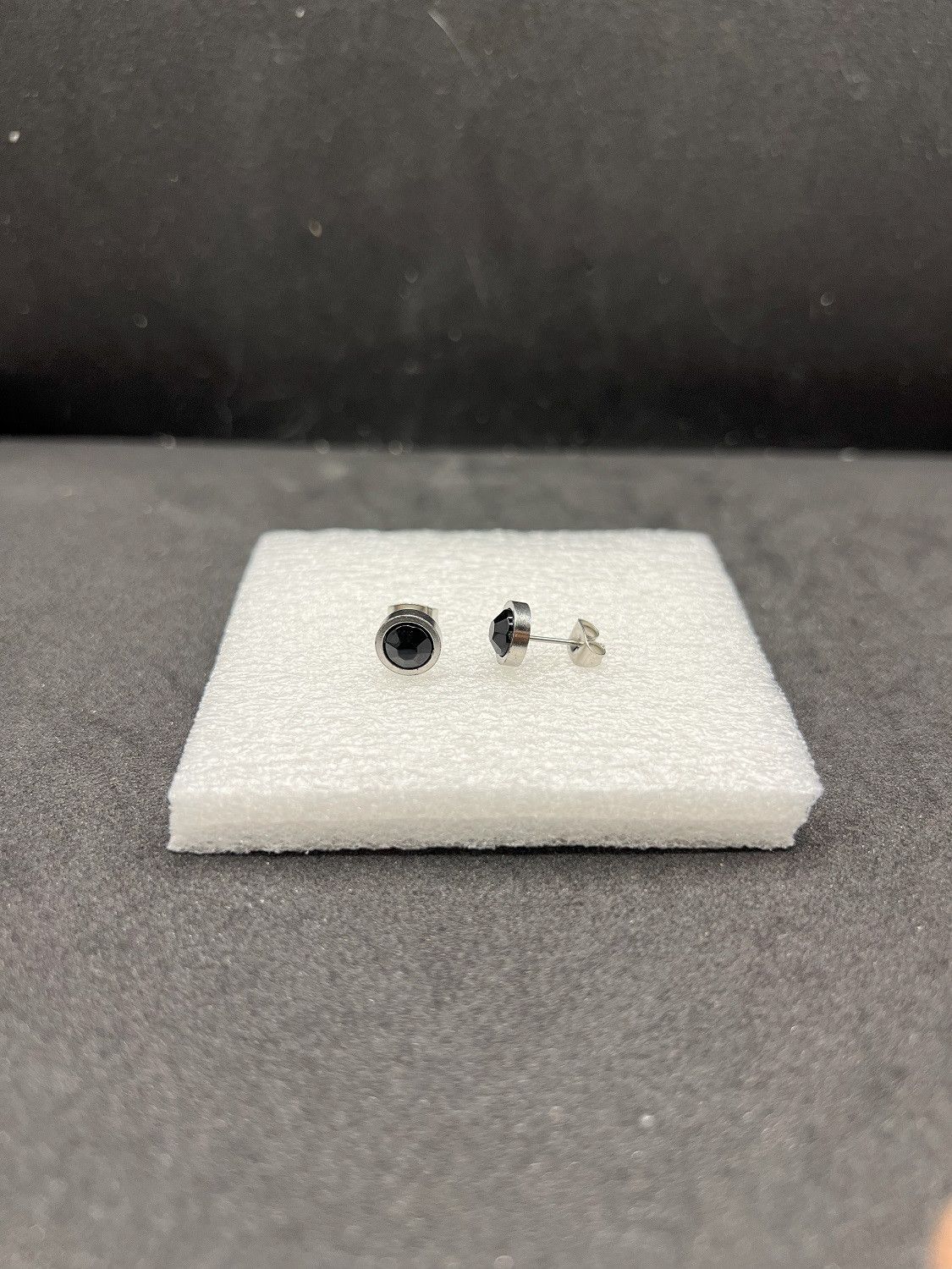 Handmade Black Cz Stainless Steel Stud Earrings Size ONE SIZE - 1 Thumbnail