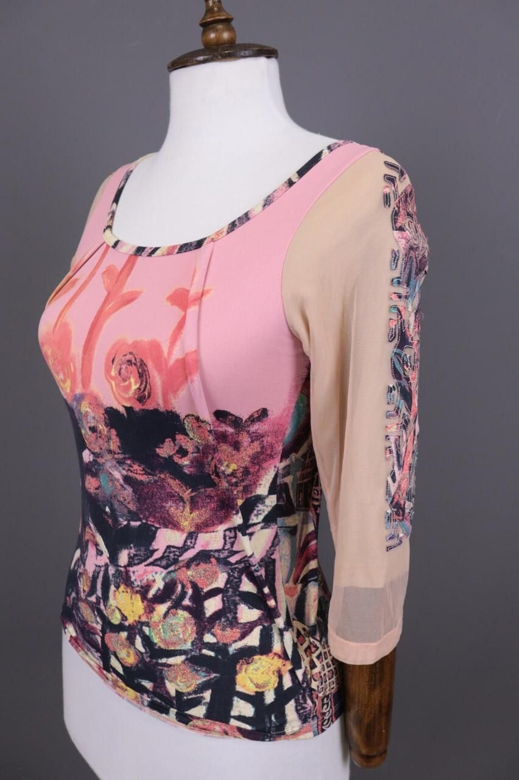 Designer Save the Queen Multicolour Floral Art Top Blouse Size M Size M / US 6-8 / IT 42-44 - 5 Thumbnail