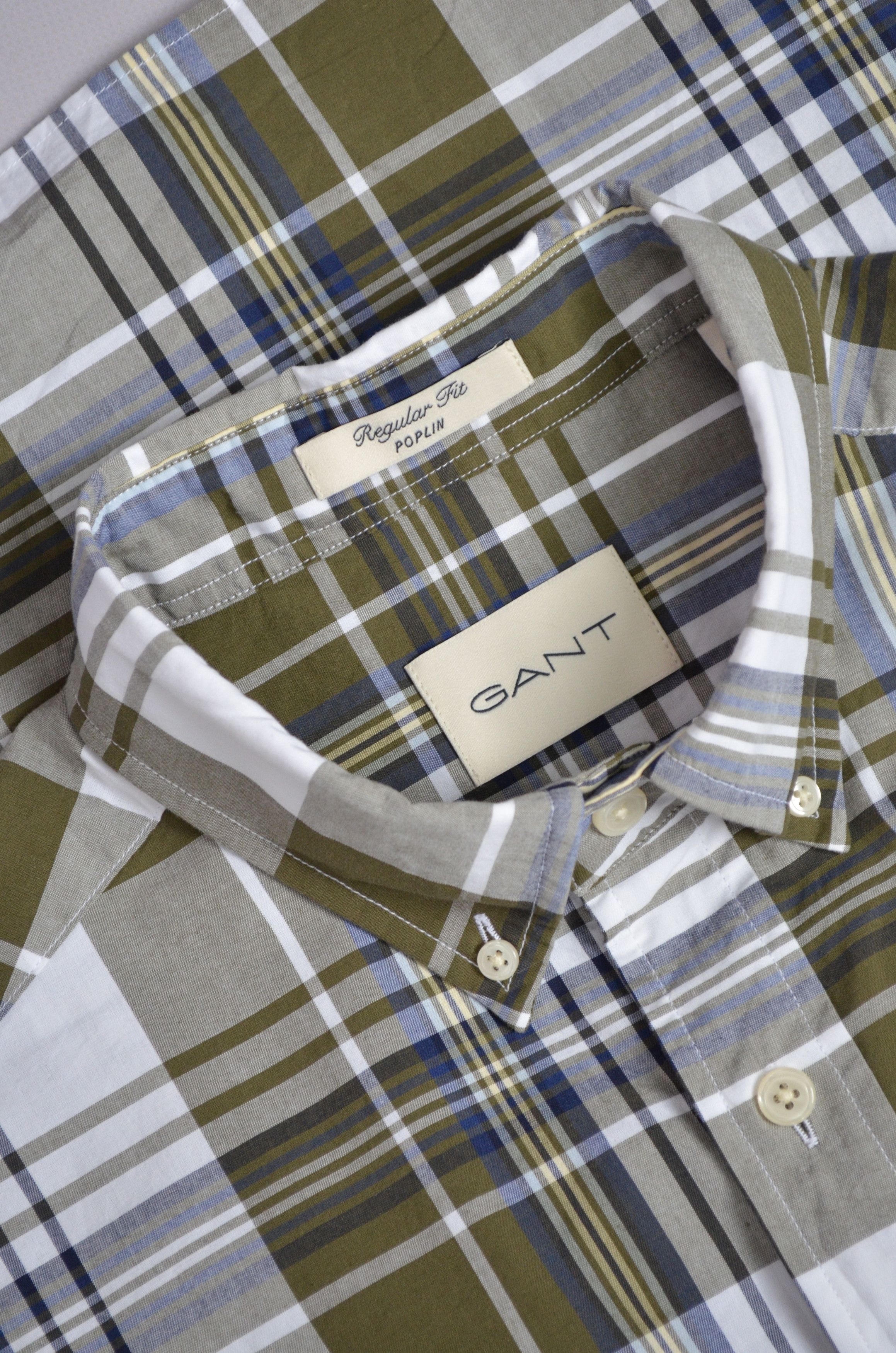 Designer × Gant GANT White Green Check Poplin Shirt Regular Size M Size US M / EU 48-50 / 2 - 9 Thumbnail