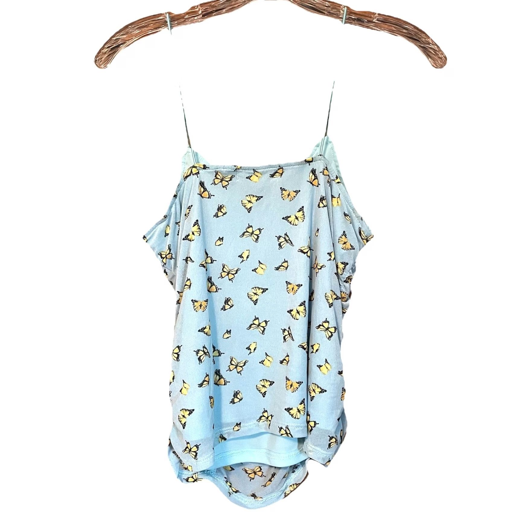 Almost Famous Almost Famous Y2K Blue Butterfly Scrunch Spaghetti Strap Top Women Sz L Tank Sleeveless Camisole Size L / US 10 / IT 46 - 3 Thumbnail