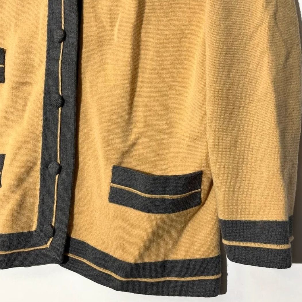 Vintage VINTAGE 90s Venezia Cadillac Cardigan Yellow Women 12 Wool Knit Pants? Size XL / US 12-14 / IT 48-50 - 3 Thumbnail