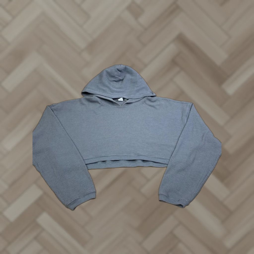 TNA TNA Hoodie Womens M Cropped Pullover Waffle Blue Casual Size M / US 6-8 / IT 42-44 - 1 Thumbnail