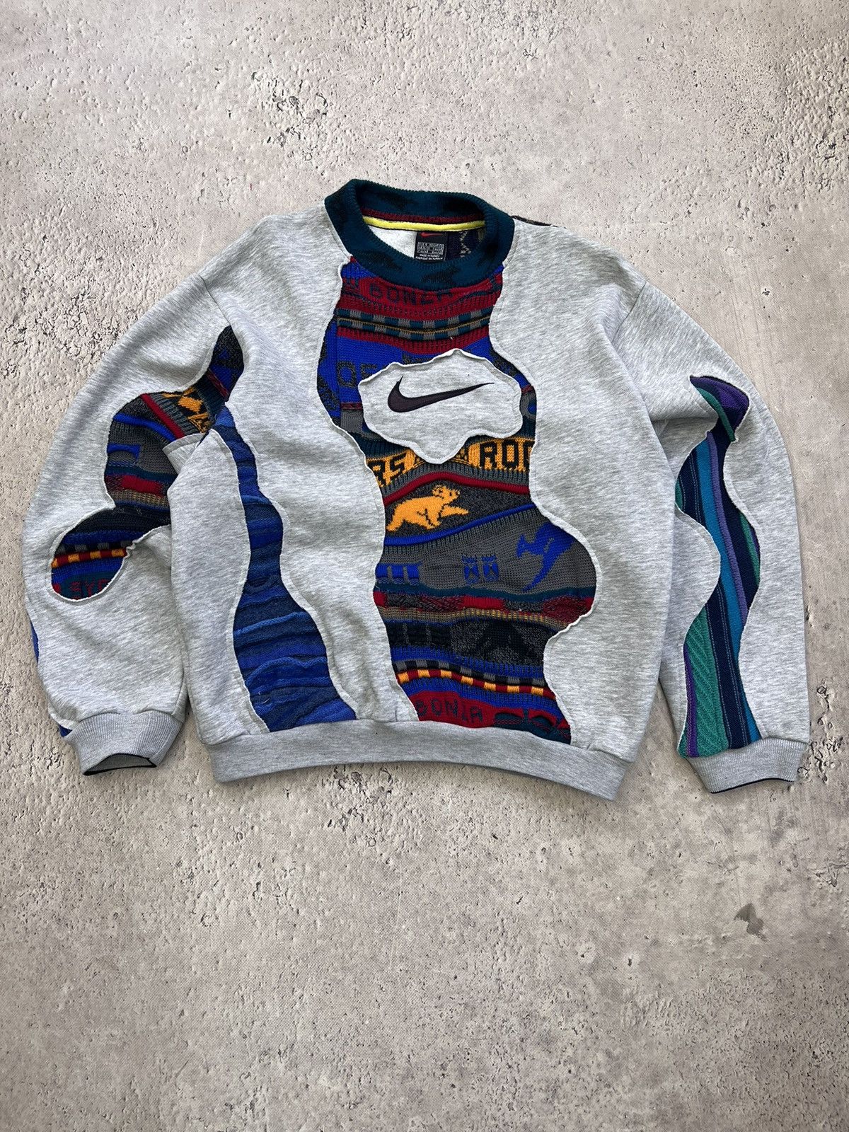 Coogi × Nike Vintage Sashiko Coogi Custom Nike BIG Swoosh Hoodie Size US S / EU 44-46 / 1 - 1 Thumbnail