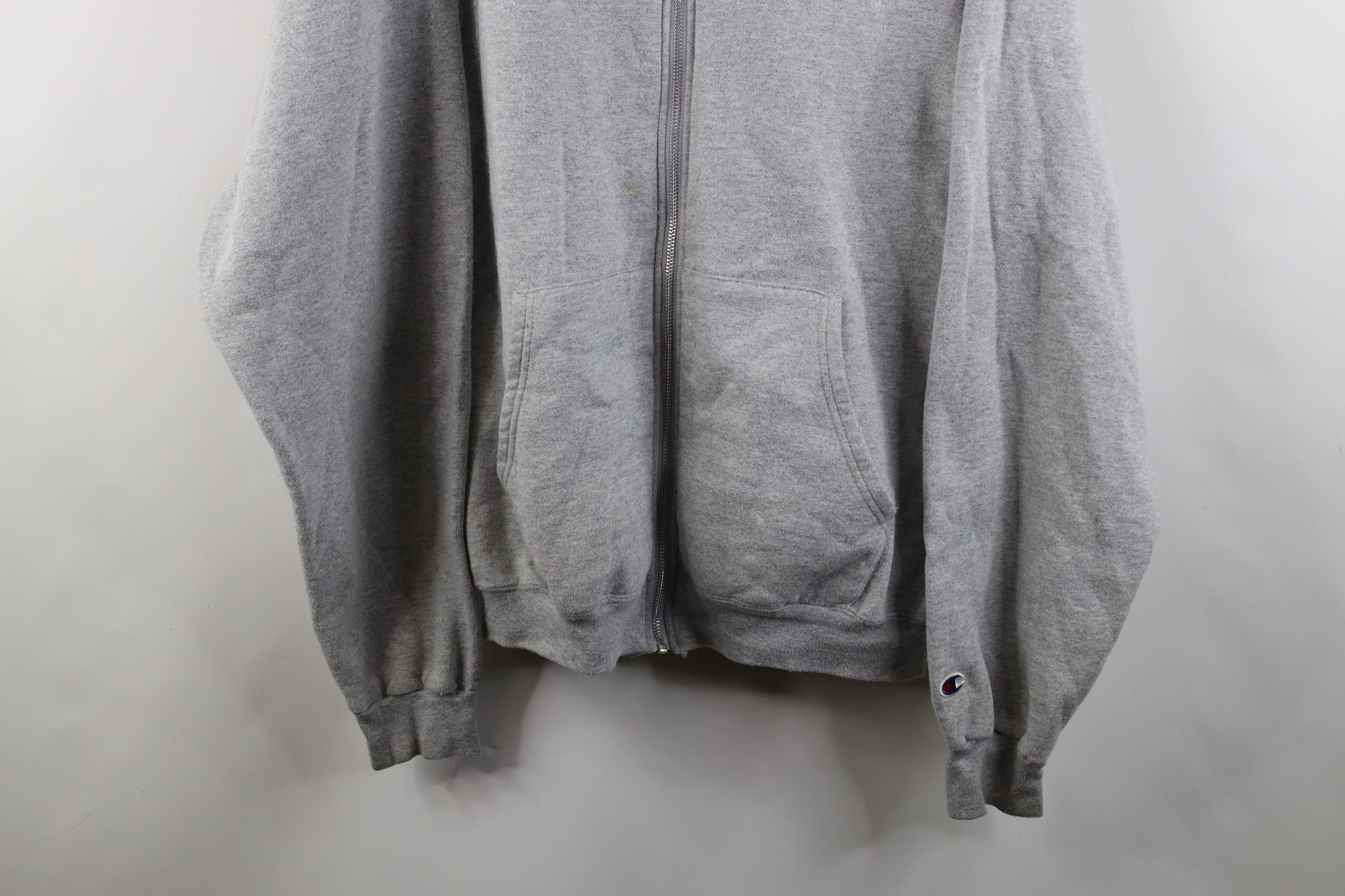 Champion × Vintage Vintage 90s Champion Full Zip Hoodie Sweatshirt Heather Gray Size US XXL / EU 58 / 5 - 3 Thumbnail