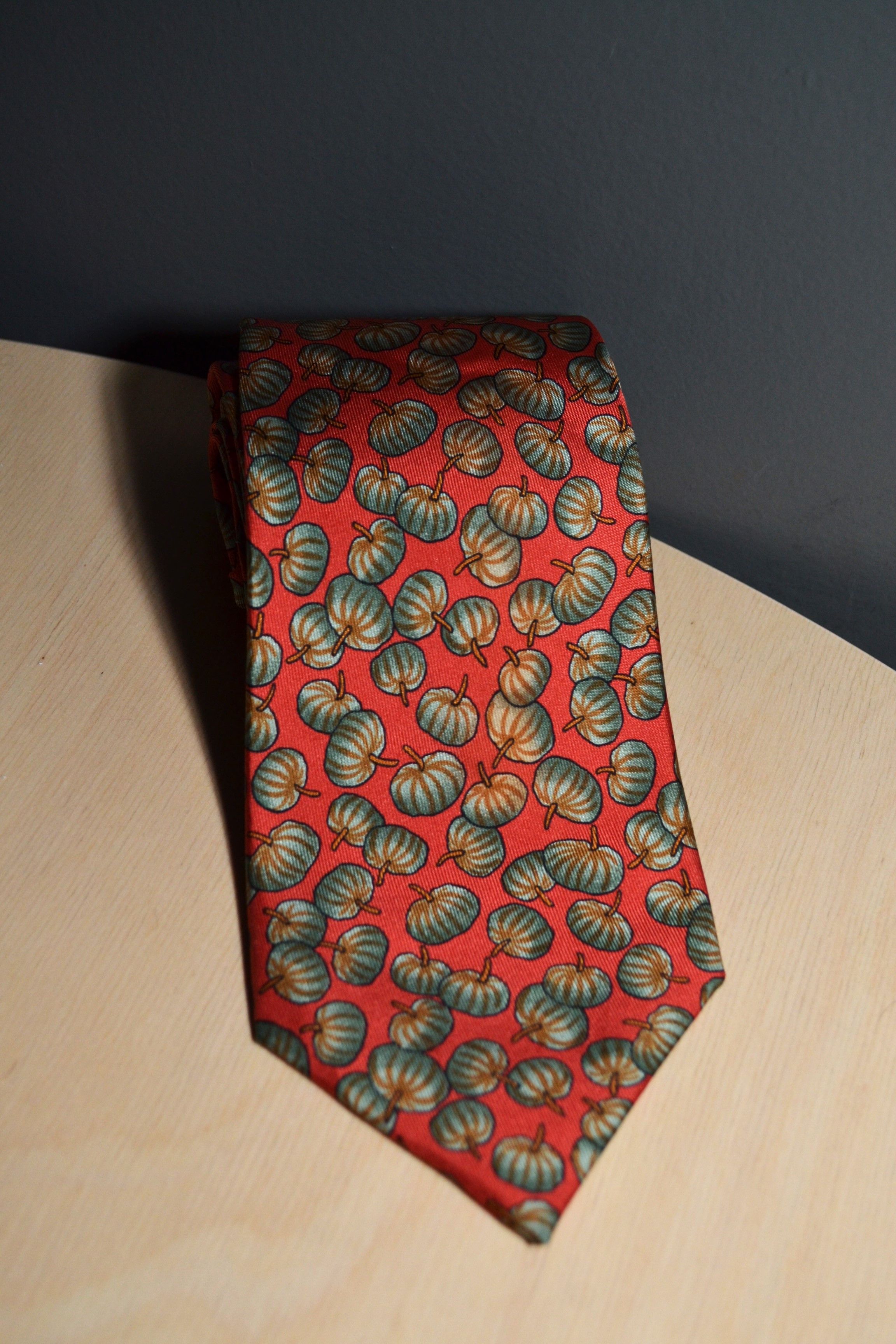 Hermes Hermes Pumpkin Orange Halloween 100% Silk Tie Made in France Size ONE SIZE - 2 Thumbnail