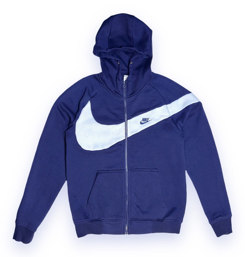 Nike Nike Big Swoosh Full Zip Hoodie Sweatshirt Navy White Size US S / EU 44-46 / 1 - 1 Thumbnail