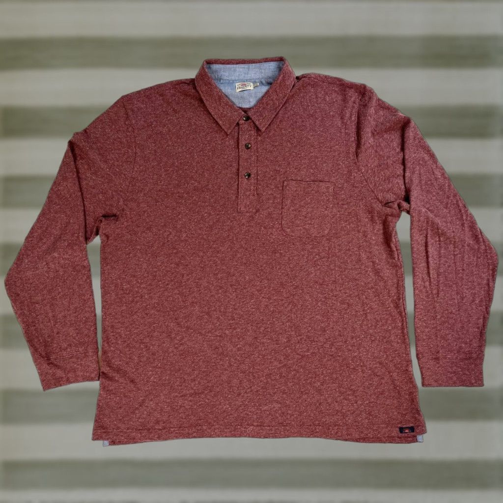 Faherty VINTAGE Faherty Movement Long Sleeve Polo Shirt Mens 2XL Merlot Organic Cotton Blend Polo Classic Pockets 80% Organic Cotton, 20% Polyester Size US XXL / EU 58 / 5 - 1 Thumbnail