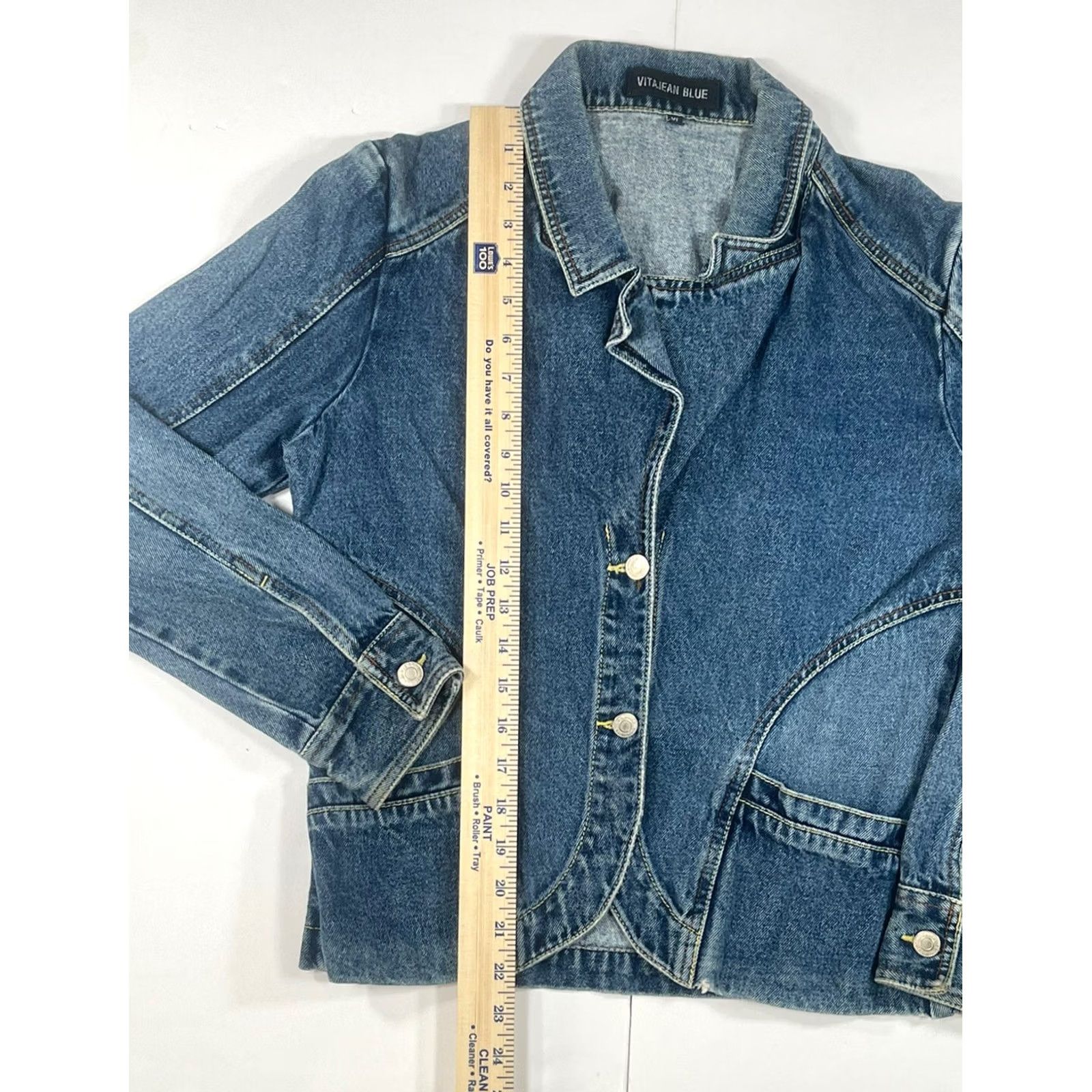 Denime Vitajean Blue Women Jacket Denim Jeans Button Front Pockets Size XL Casual Fall Winter Spring Vintage No Size 40" / US 18 - 4 Thumbnail