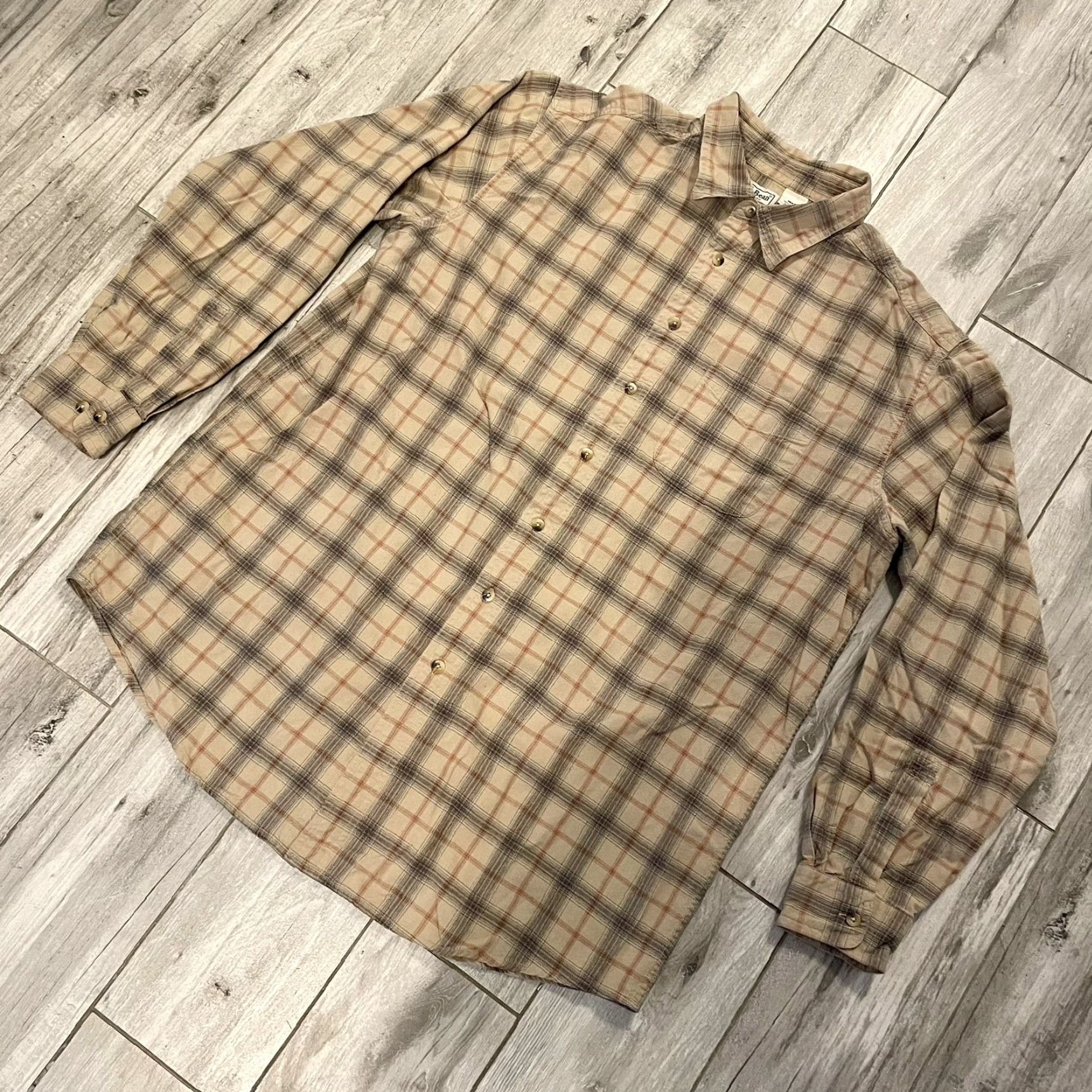 Vintage VINTAGE L.L. Bean Flannel Shirt Mens XLT Button-Down Plaid Brown Red 90s Classic Western USA Outdoor Belted Pocketed Easy Care Breather Size US XL / EU 56 / 4 - 2 Thumbnail