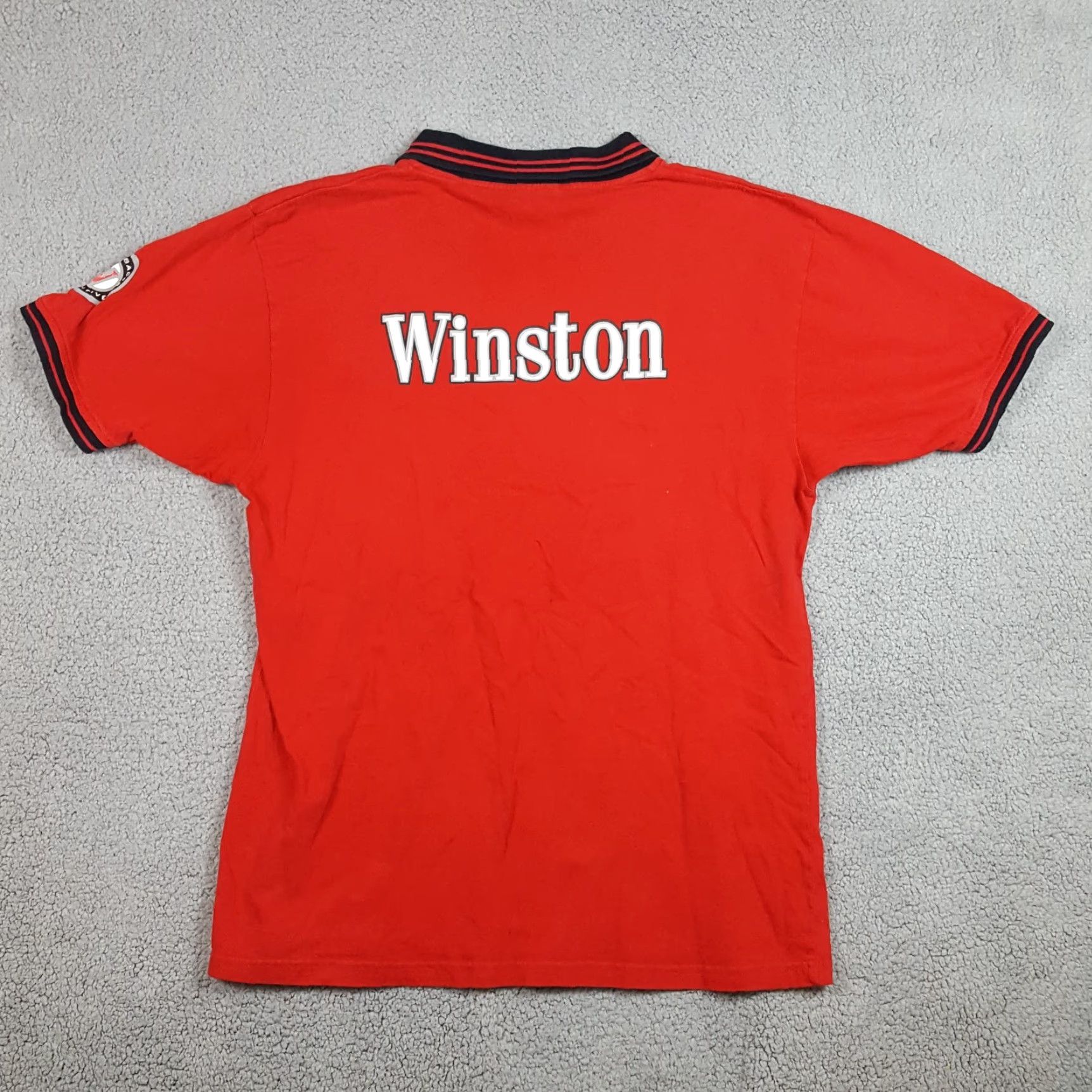 Jerzees VINTAGE Winston Cigarettes NASCAR Racing Polo Shirt Men's Large Red 90s NASCAR Grunge Beach Preppy Shirt Collar POLO Mens L Red Size US L / EU 52-54 / 3 - 5 Thumbnail