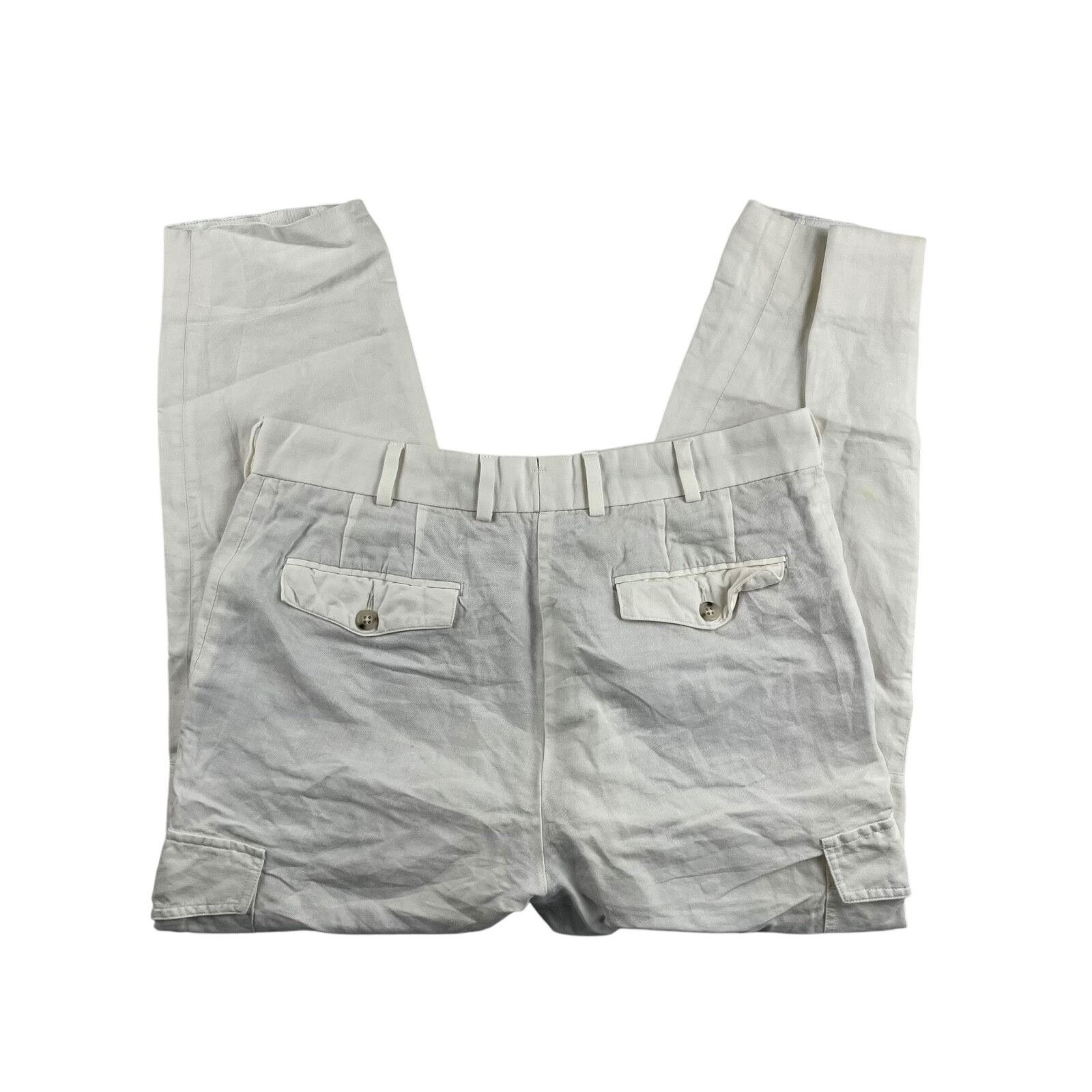 Suitsupply SuitSupply Men’s Linen Blend Blake Cargo Cropped Pants Whit Size US 32 / EU 48 - 3 Thumbnail