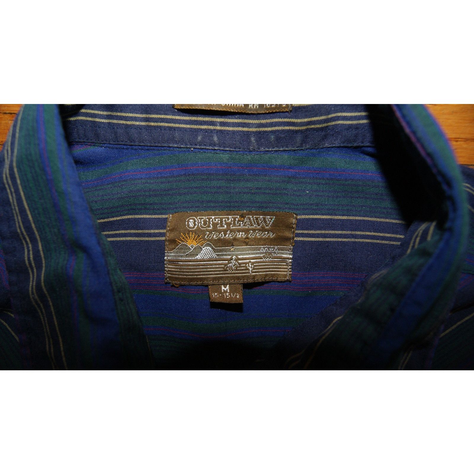 Vintage VTG Outlaw Western Wear Pearl Snap Shirt Men M Purple Stripe Size US M / EU 48-50 / 2 - 4 Thumbnail