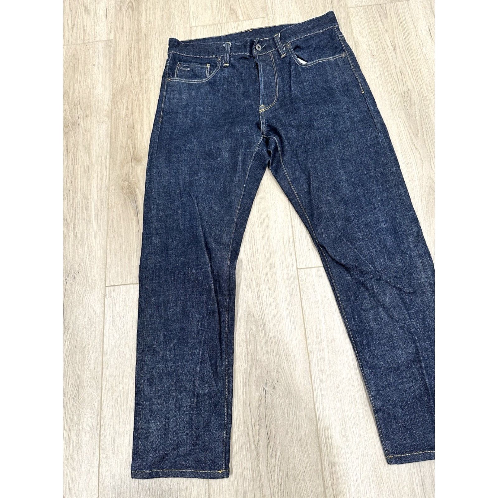 G-Star Raw Jeans Slim 3301 Mens 32x27 Dark Denim Blue 5-Pocket City Preppy Vintage No