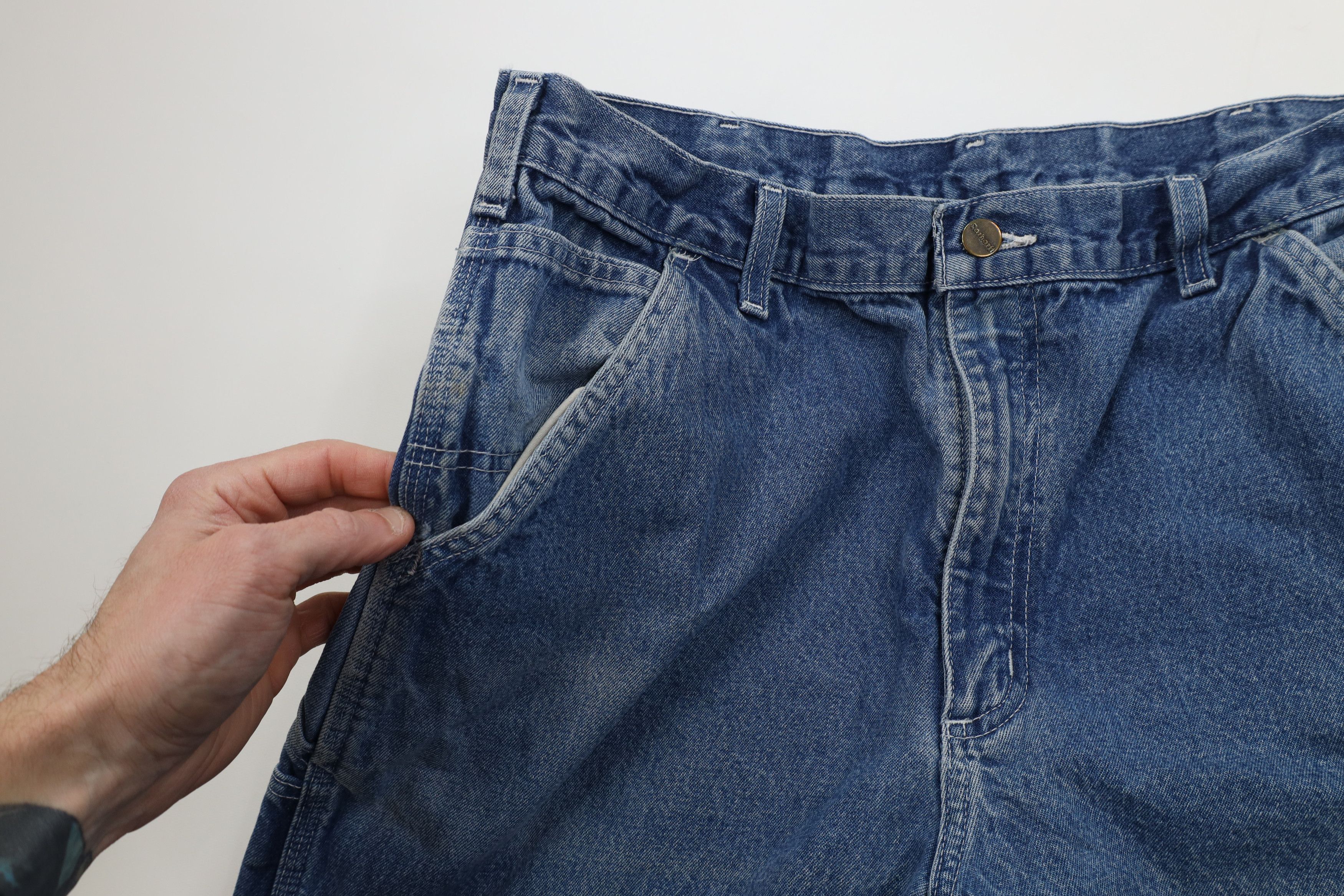 Carhartt Vintage Y2K Carhartt Wide Leg Dungaree Denim Jeans Blue Size US 36 / EU 52 - 9 Thumbnail