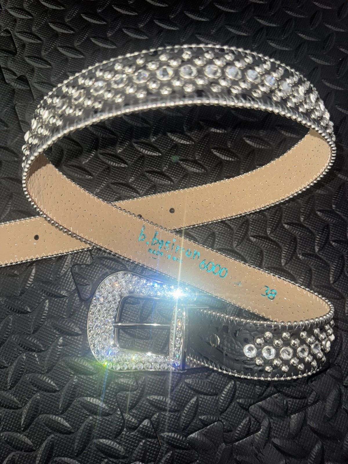 B.B. Simon BB SIMON BLACK CROC LEATHER BELT Size 34 - 1 Thumbnail