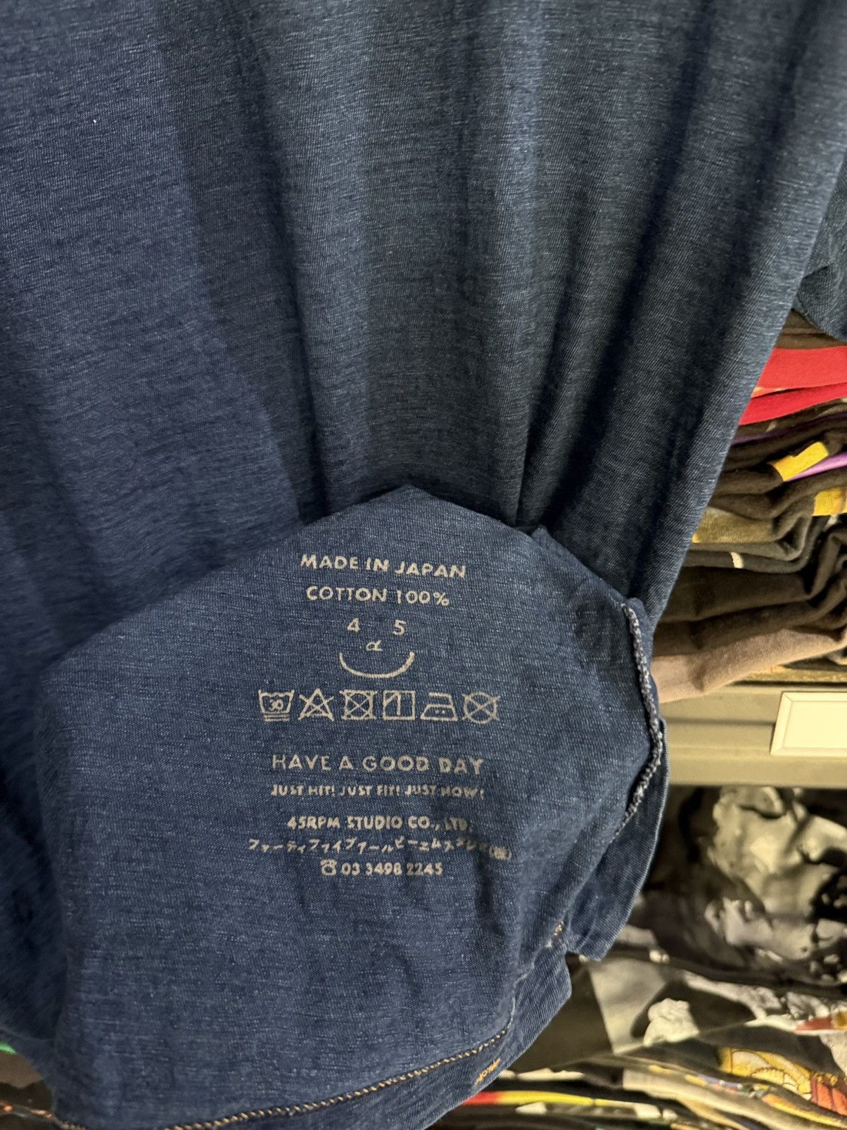 45rpm × Vintage Vintage 45rpm Pocket blank Blue Indigo Colour Japan Tee Size US M / EU 48-50 / 2 - 5 Thumbnail