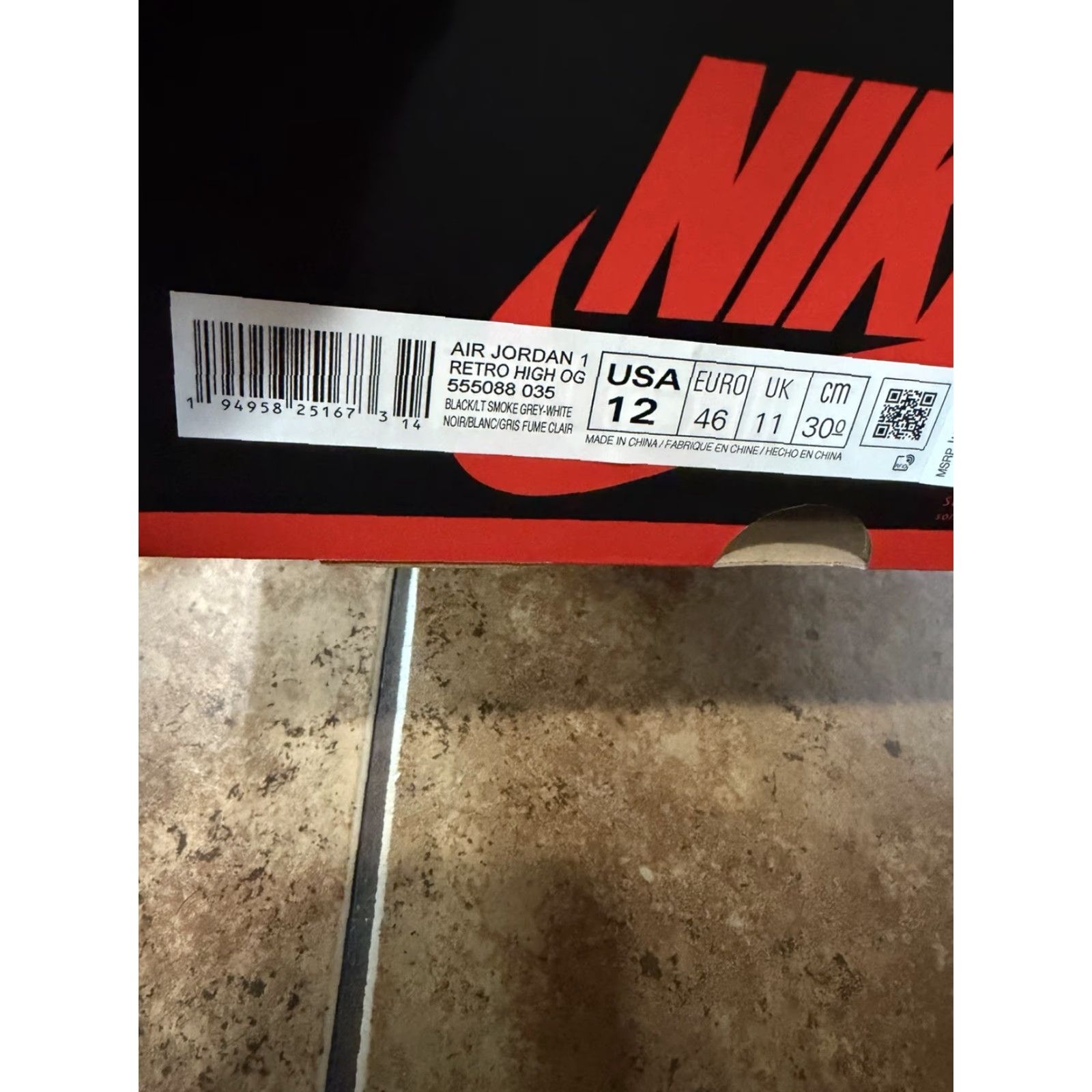 Jordan Brand Nike Jordan Shadow 2.0 High OG Retro Leather Sneaker 12 Men's Grey Black 555088-035 Size US 12 / EU 45 - 8 Thumbnail