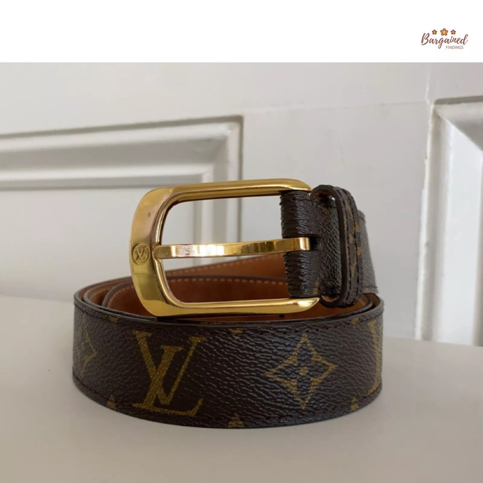 Louis Vuitton Louis Vuitton Monogram Canvas Leather Ellipse Gold Belt Size 30 - 1 Thumbnail