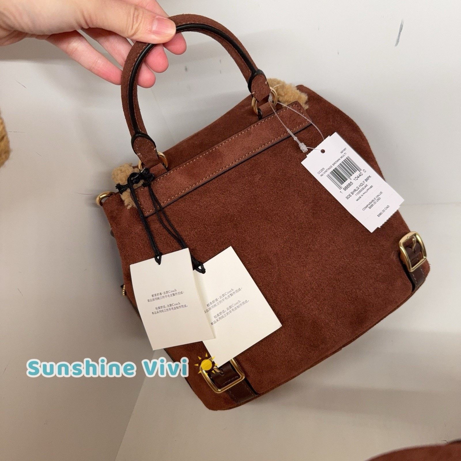 Coach NWT Coach CCZ25 Hadley Backpack Vintage Brown Gold Suede Size ONE SIZE - 5 Thumbnail