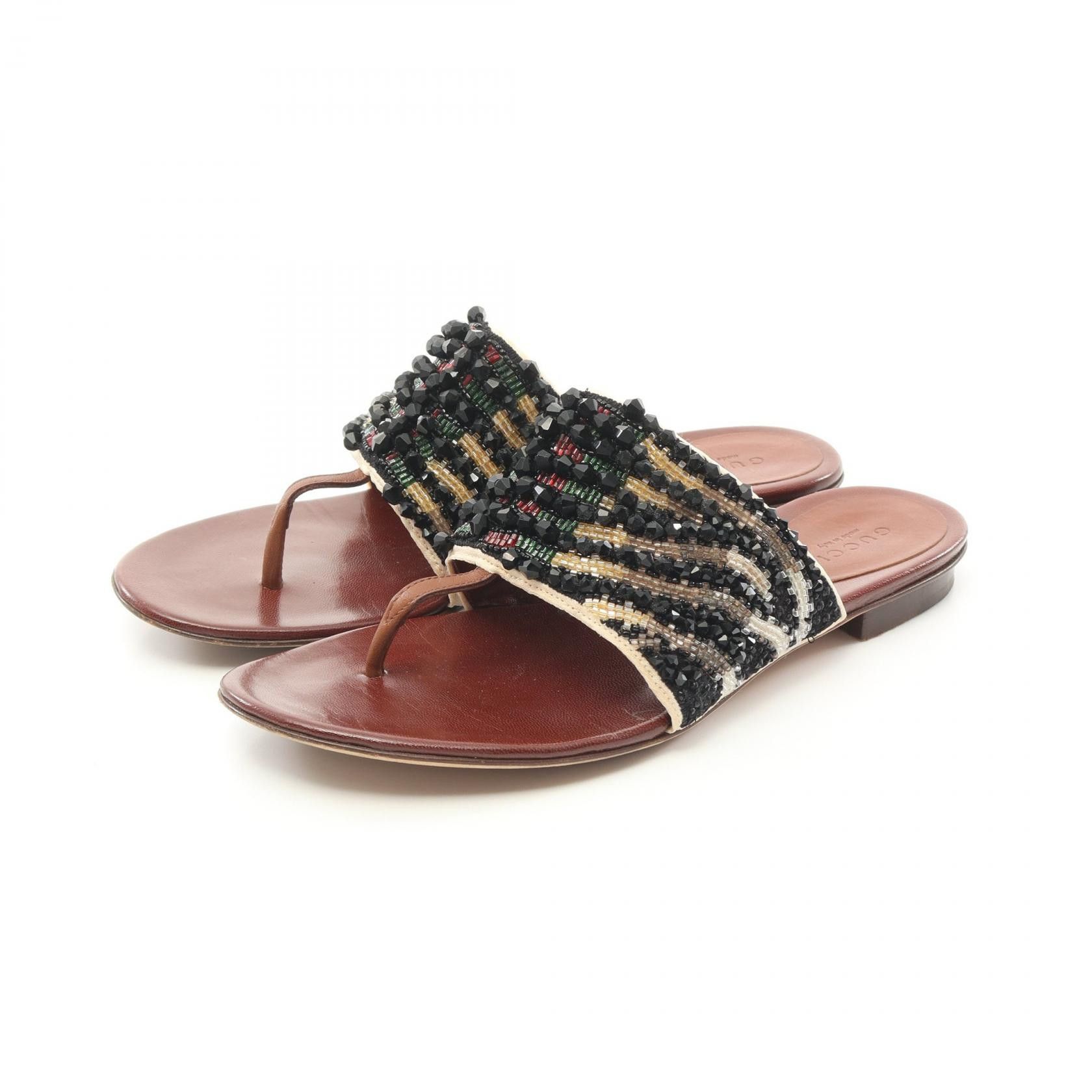 Gucci Gucci 156105 Leather Sandals Leather Shoes 156105 in Brown, Women's