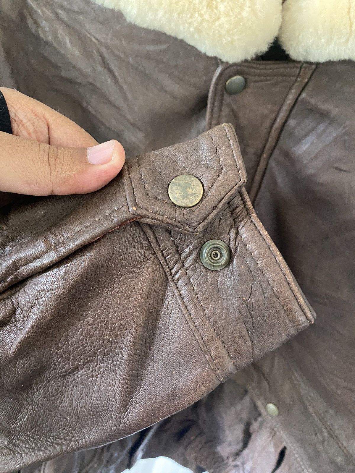 Japanese Brand × Uniqlo × Vintage Vintage Uniqlo Sherpa Neck Sheepskin Leather Jacket Size US L / EU 52-54 / 3 - 7 Thumbnail