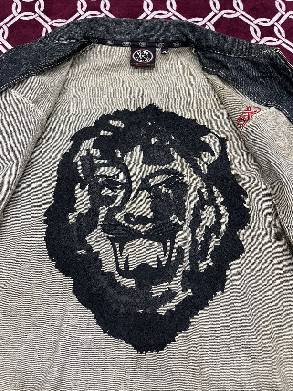 Cross Colours Cross Colours Tiger Embroidered Denim Jacket Size US XXL / EU 58 / 5 - 23 Thumbnail