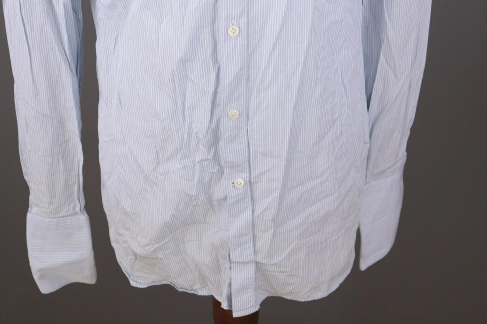 Gieves & Hawkes Gieves & Hawkes Blue Pinstripe Cuffs Dress Shirt Size 16 Size US M / EU 48-50 / 2 - 4 Thumbnail