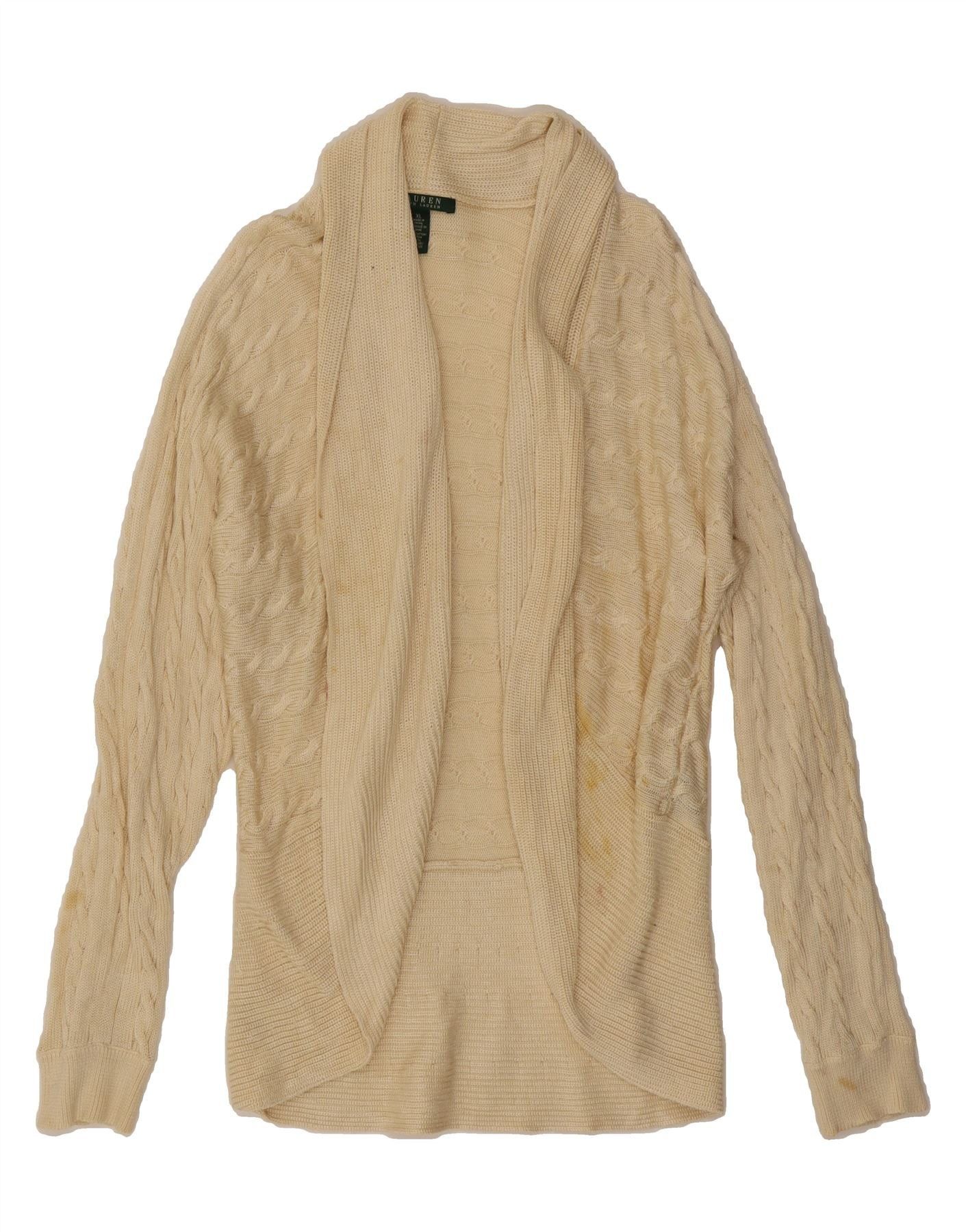 Ralph Lauren Womens Open Cardigan Sweater UK 18 XL Yellow Cotton Size XL / US 12-14 / IT 48-50 - 1 Thumbnail