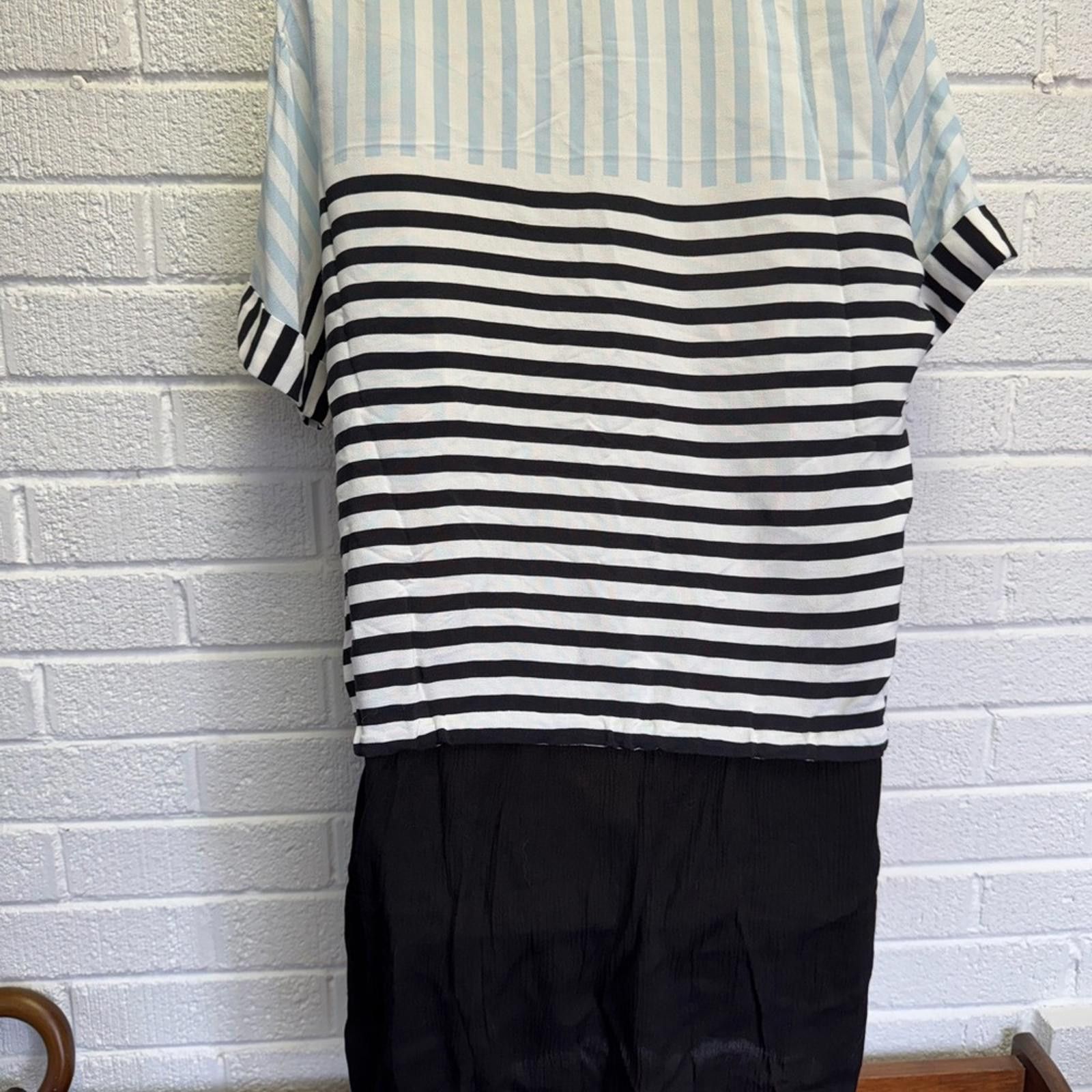 Designer Cop.Copine Striped Top - Black, White, Light Blue Size M / US 6-8 / IT 42-44 - 8 Thumbnail