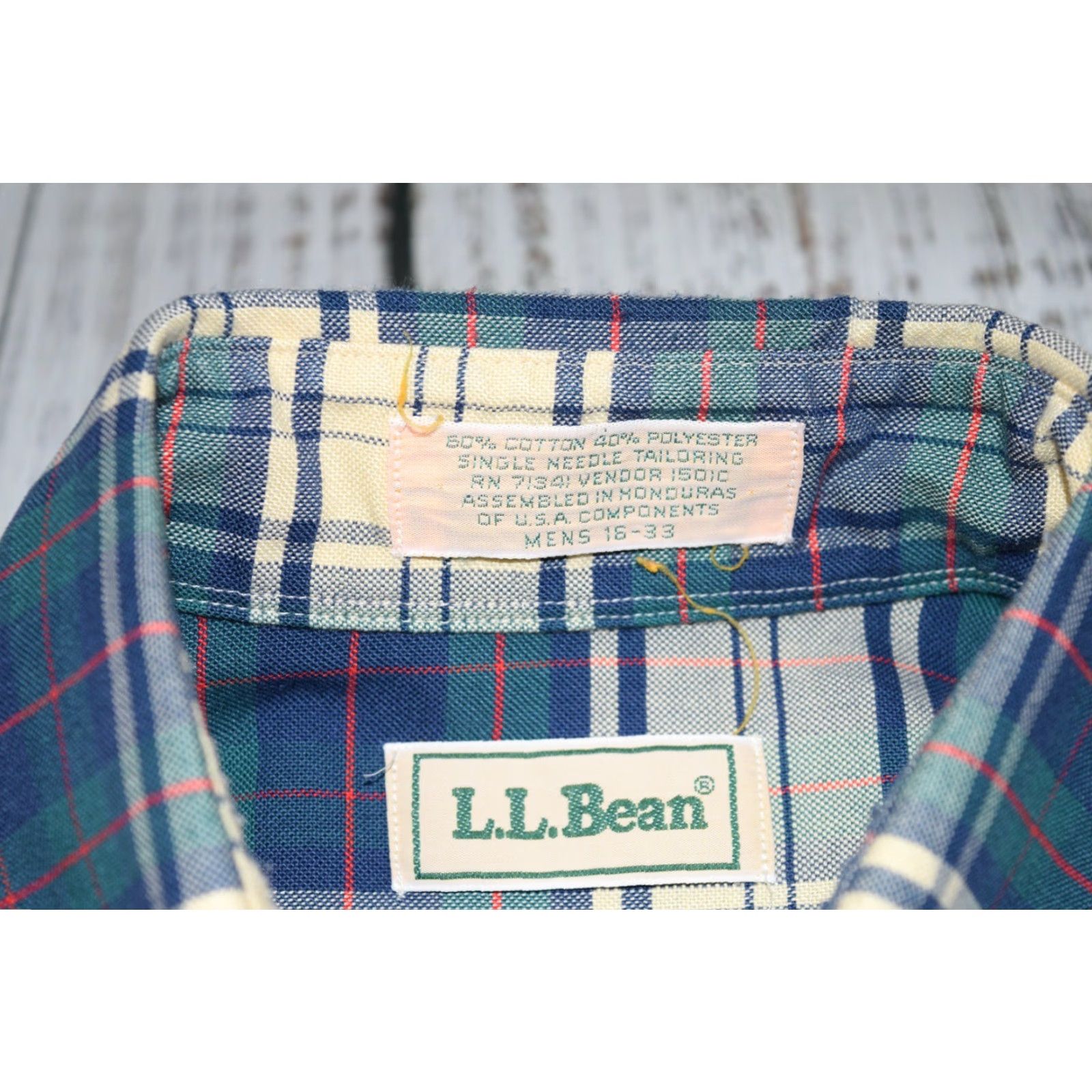 Vintage VINTAGE LL Bean Plaid Shirt Men Large Navy Blue 1990s Button-Front Casual Mens Size US L / EU 52-54 / 3 - 5 Thumbnail