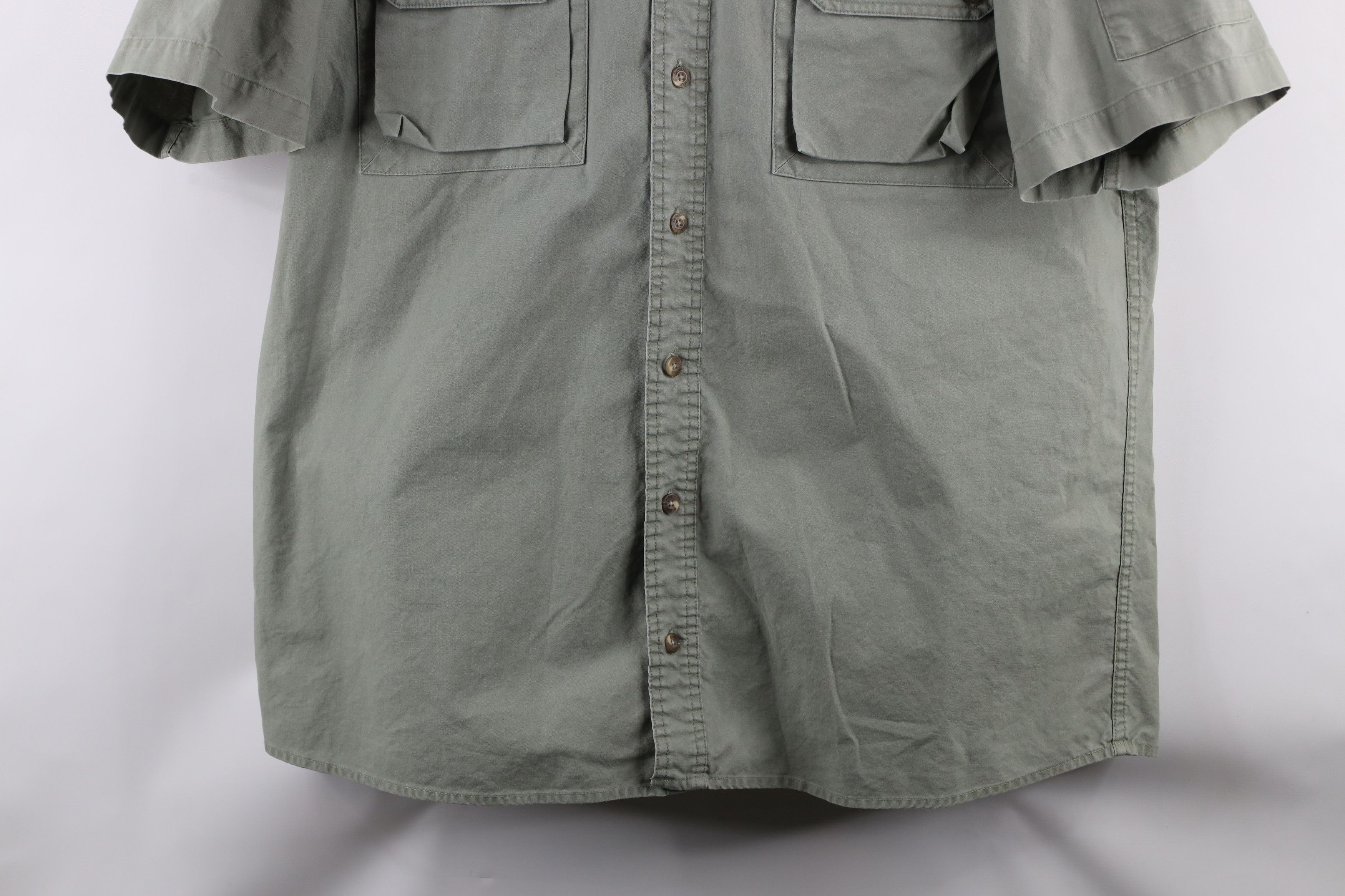 Cabelas × Vintage Vintage Cabelas Short Sleeve Safari Bush Button Shirt Green Size US L / EU 52-54 / 3 - 3 Thumbnail