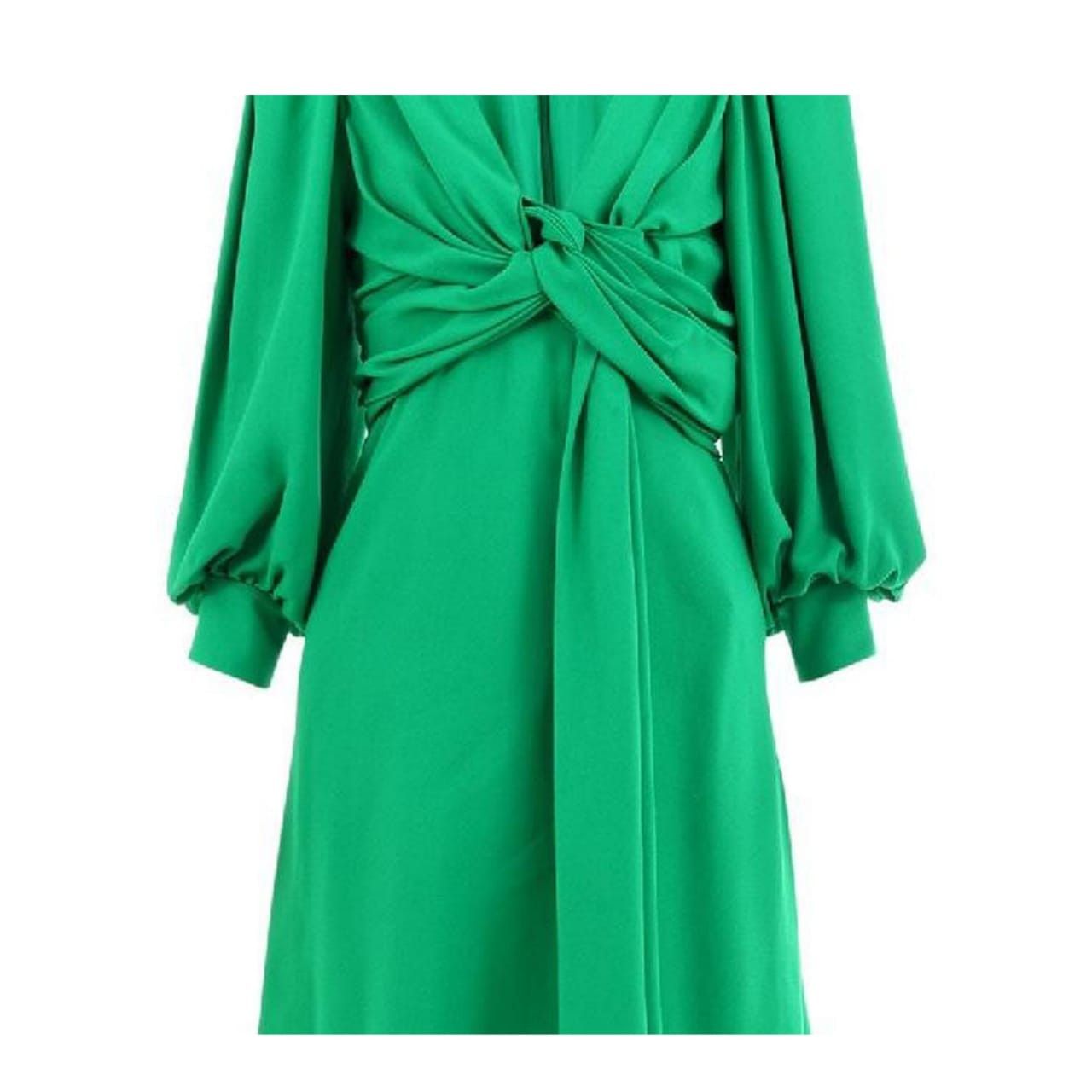 Celine o1y0725 Silk Mini Dress in Green Size S / US 4 / IT 40 - 3 Thumbnail