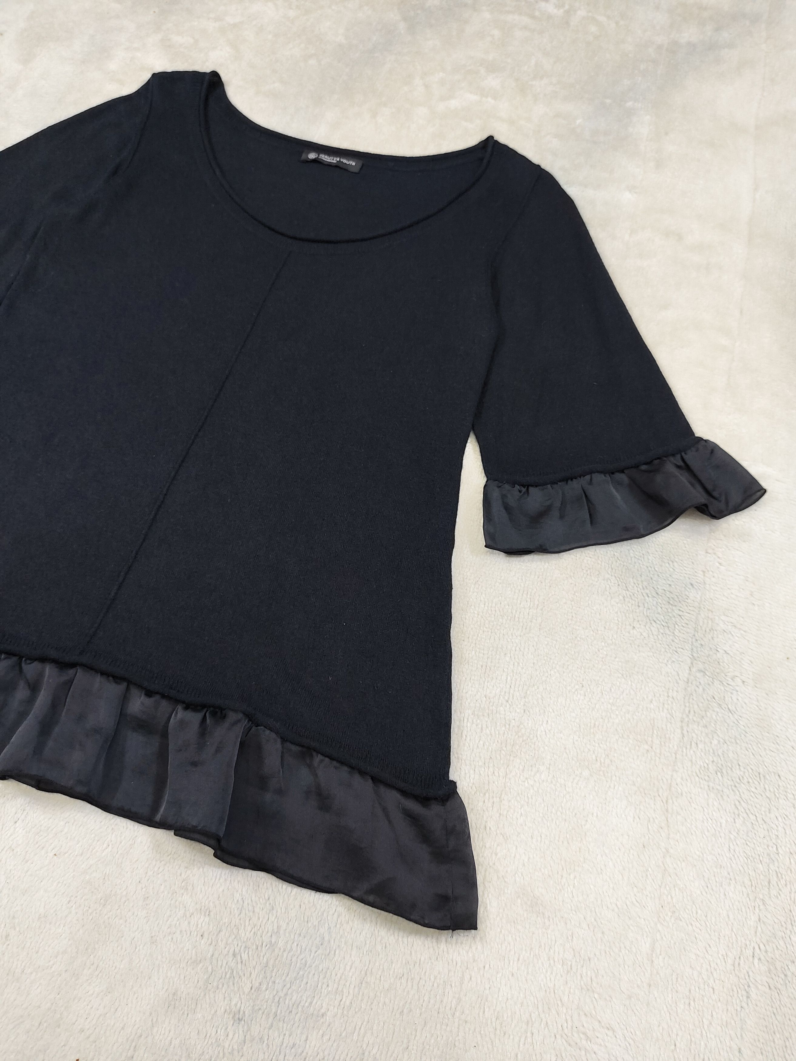 BEAUTY&YOUTH Beauty & Youth- Gothic Minimal Frill Knit Top Fairy Grunge Size M / US 6-8 / IT 42-44 - 6 Thumbnail