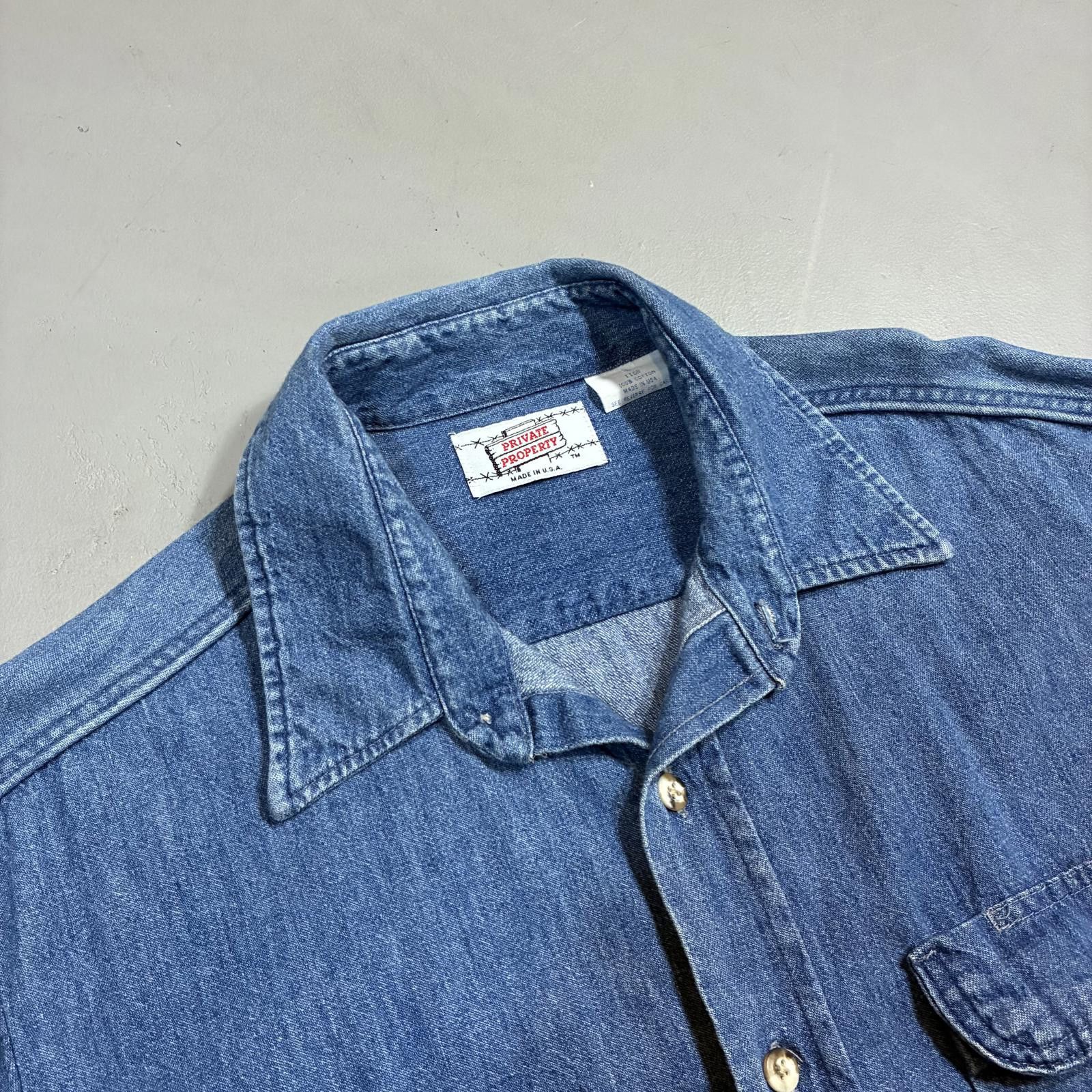 Other Vintage 80s Private Property Oversized Denim Work Shirt USA Size US L / EU 52-54 / 3 - 2 Thumbnail