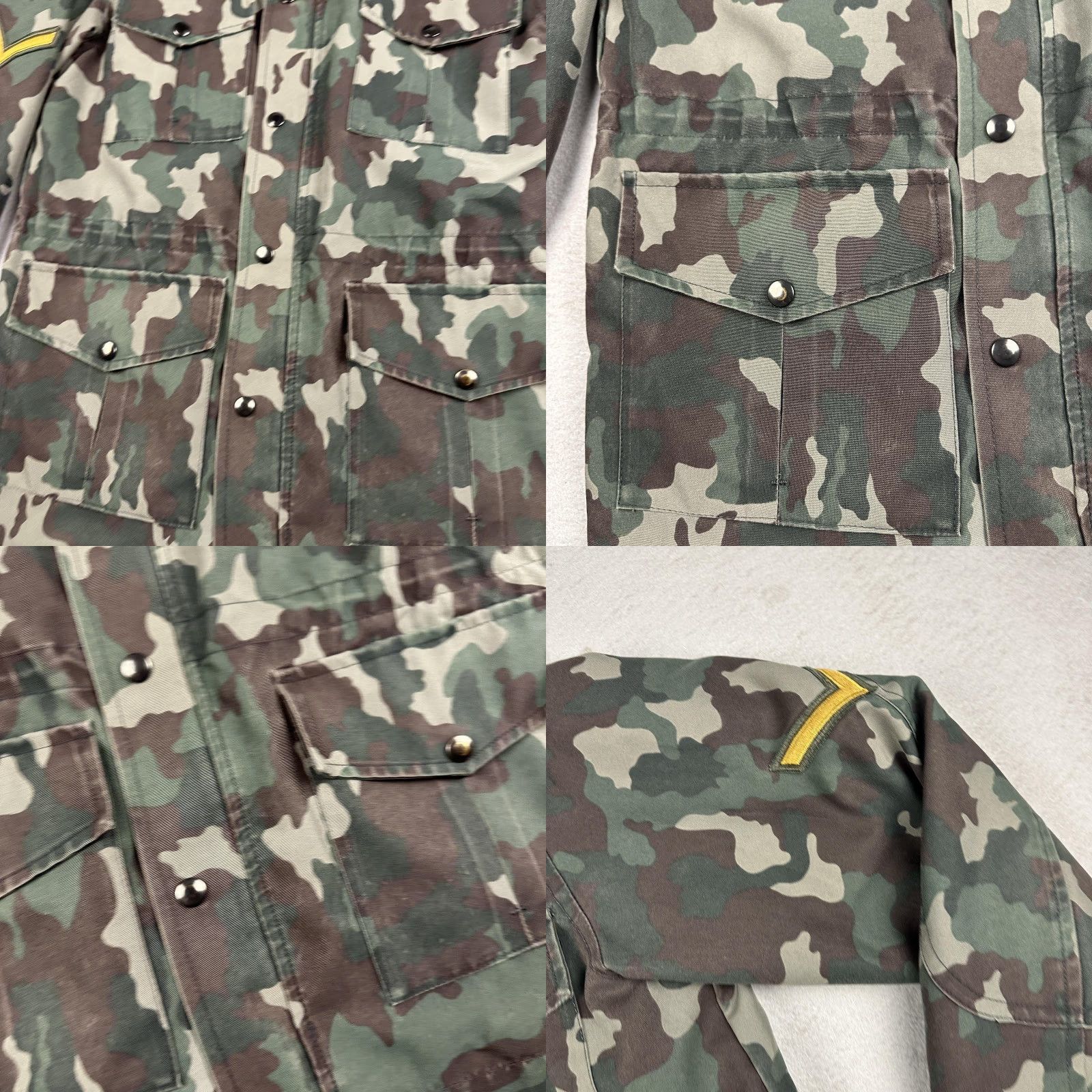 VINTAGE Military Jacket Mens Camouflage Garrison Dress Land PGL Polyester 38 Regular Green Camouflage Coat with Pockets Full Zip Lined Army Style Mens