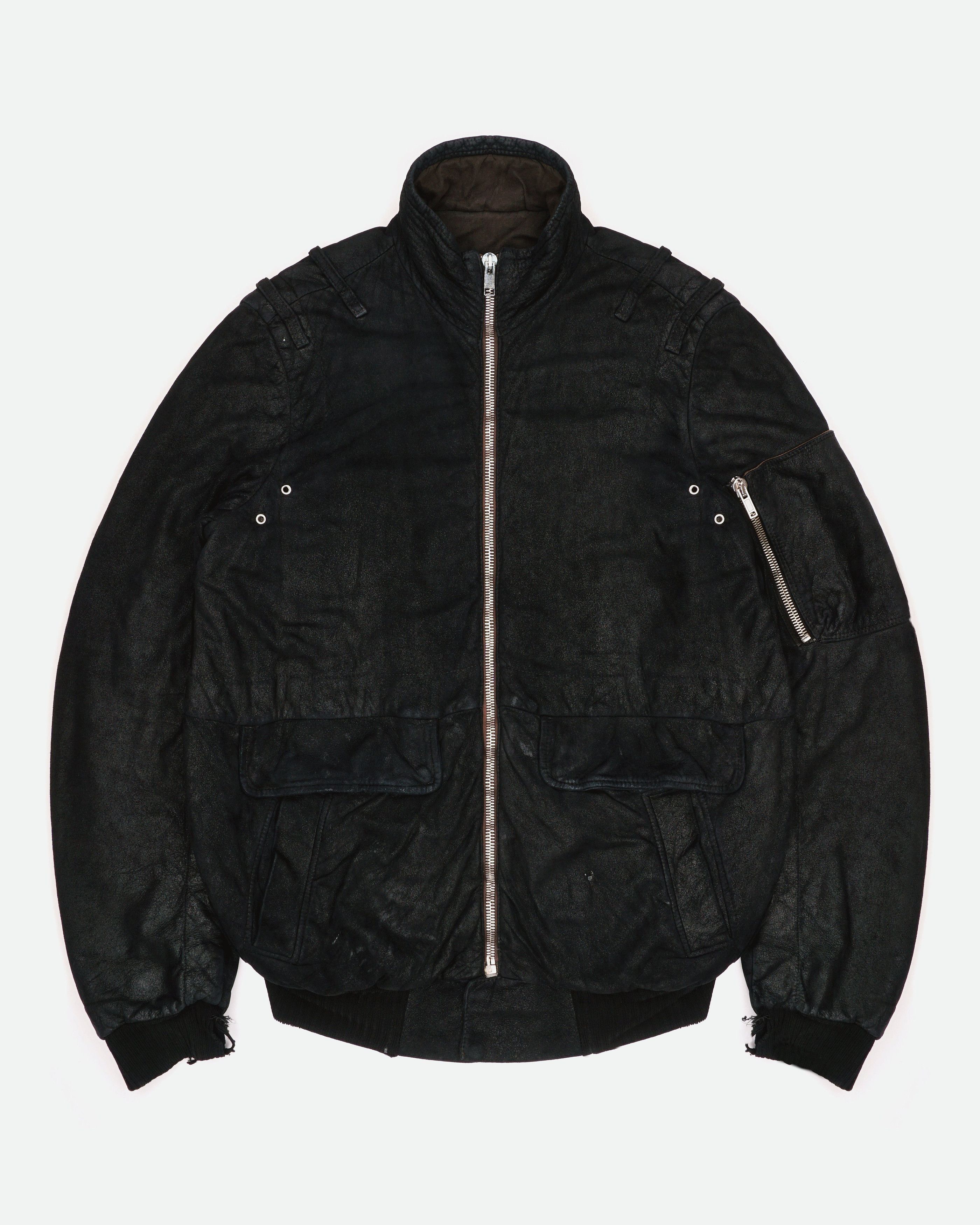 Rick Owens AW04 QUEEN Blistered Leather Police Bomber Jacket Size US L / EU 52-54 / 3 - 1 Thumbnail