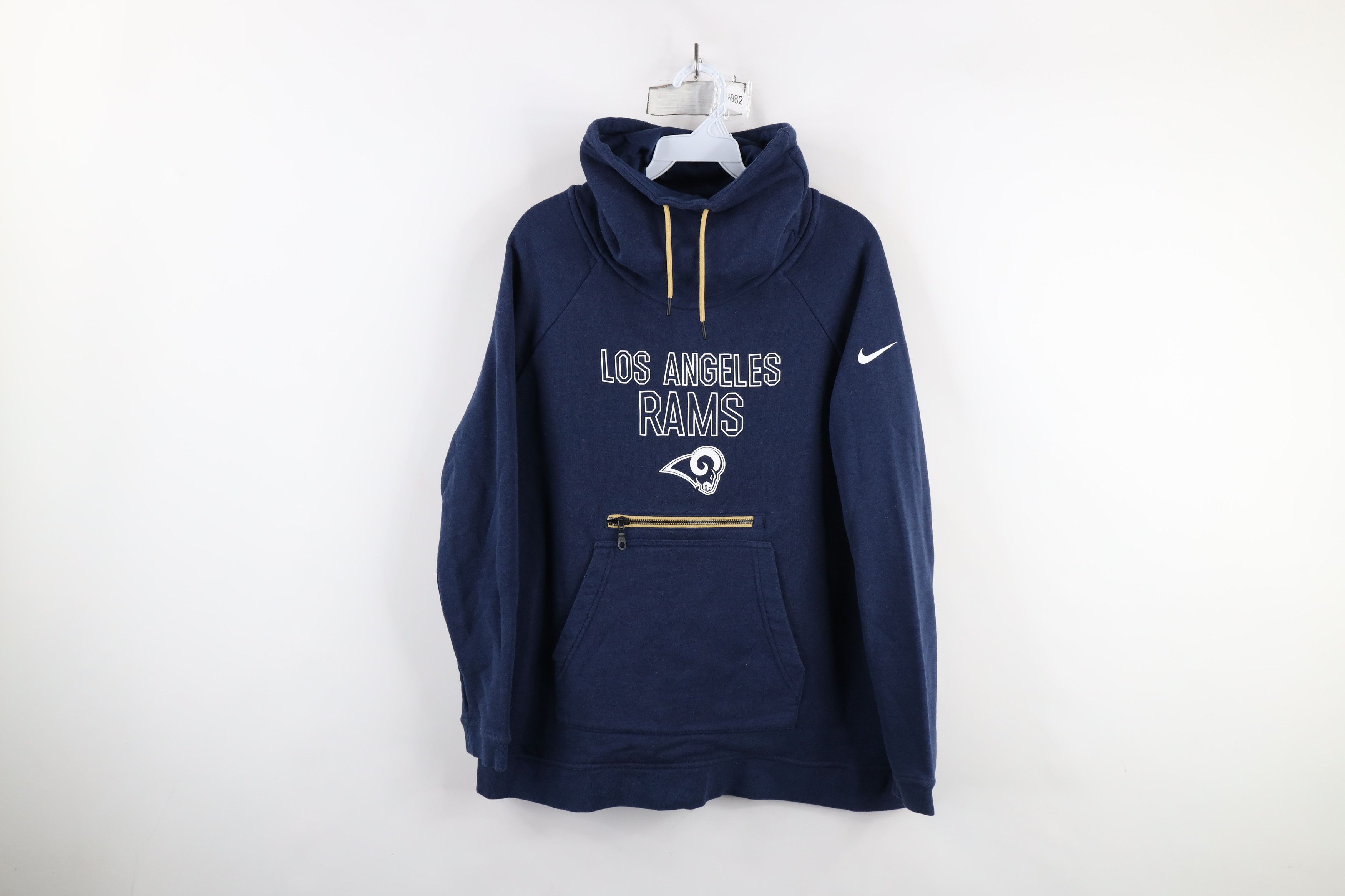 Nike × Vintage Nike Spell Out Los Angeles Rams Funnel Neck Sweatshirt Blue Size M / US 6-8 / IT 42-44 - 1 Thumbnail