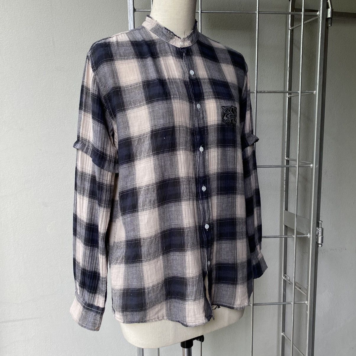 Balmain BALMAIN Gray-Black Plaid Ruffle Sleeve Shirt Size M / US 6-8 / IT 42-44 - 16 Thumbnail